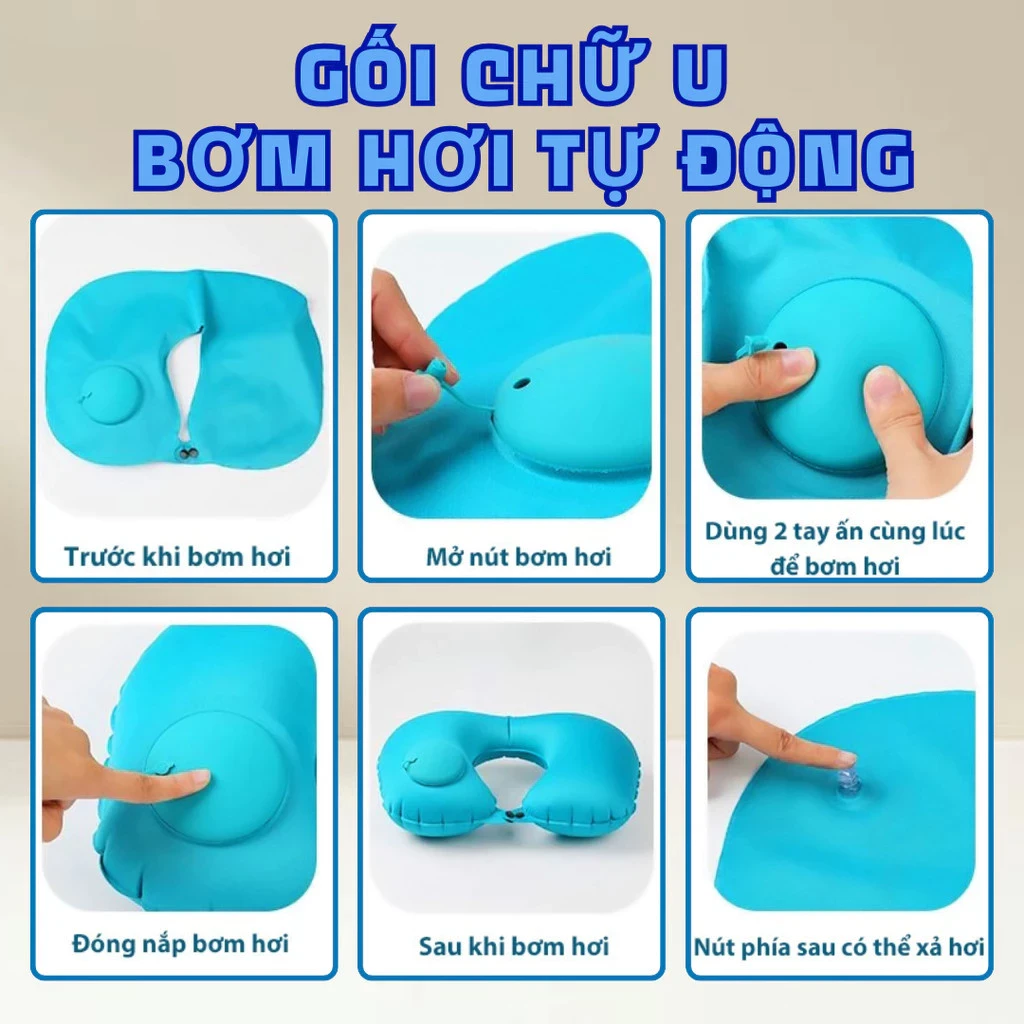 Gối chữ u bơm hơi tự động