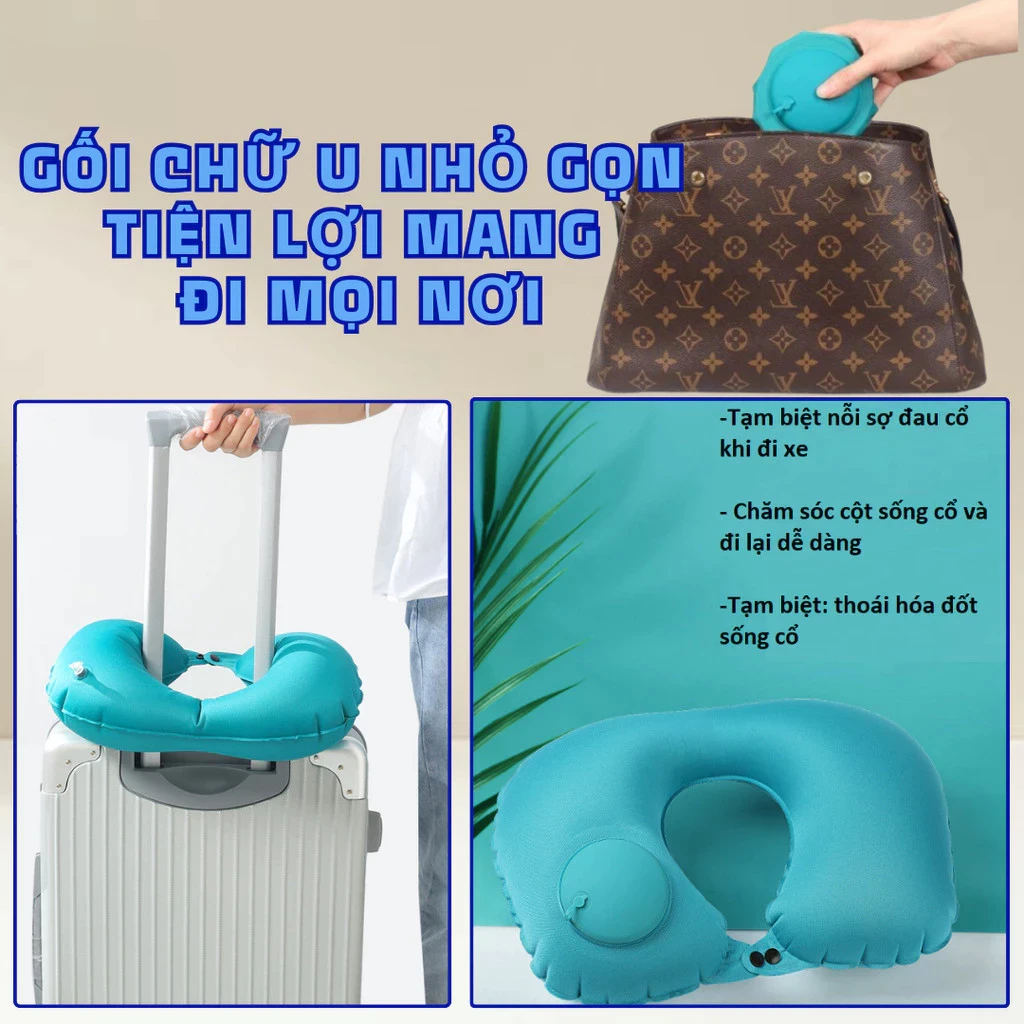 Gối chữ u bơm hơi tự động