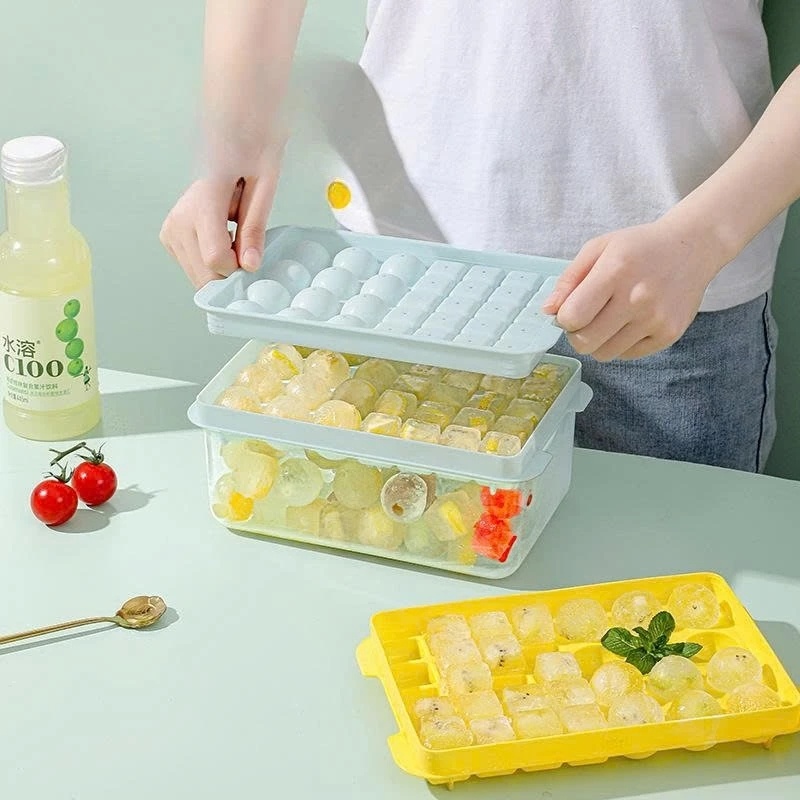 Khay đá vuông tròn kèm hộp đựng