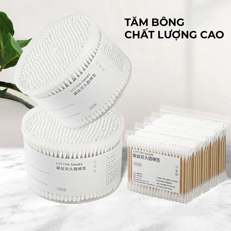 Hộp tăm bông thân gỗ