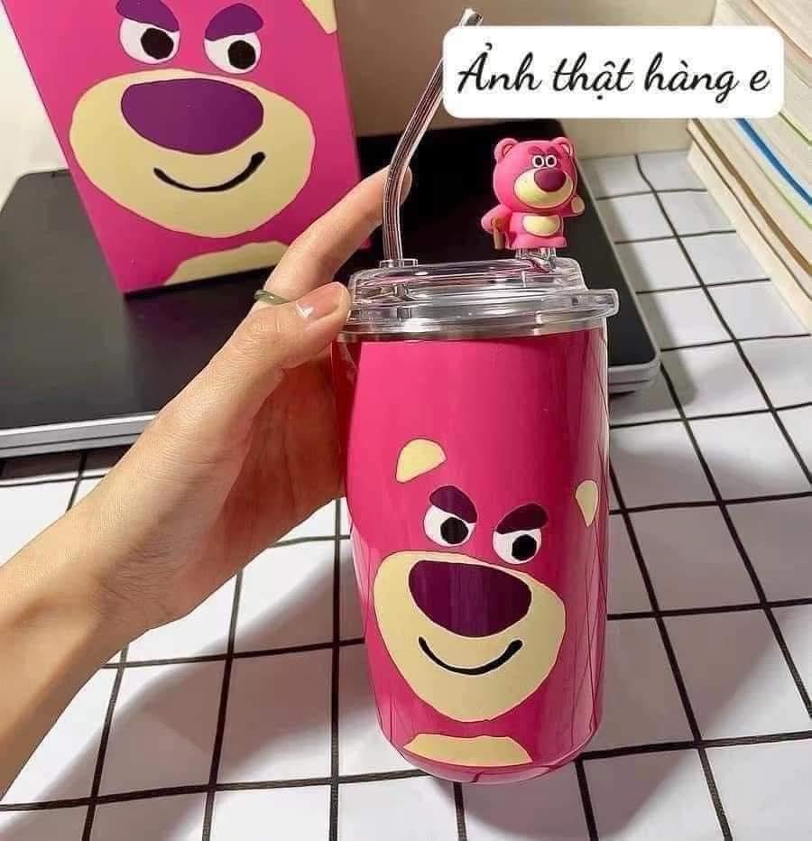 Cốc giữ nhiệt gấu hồng