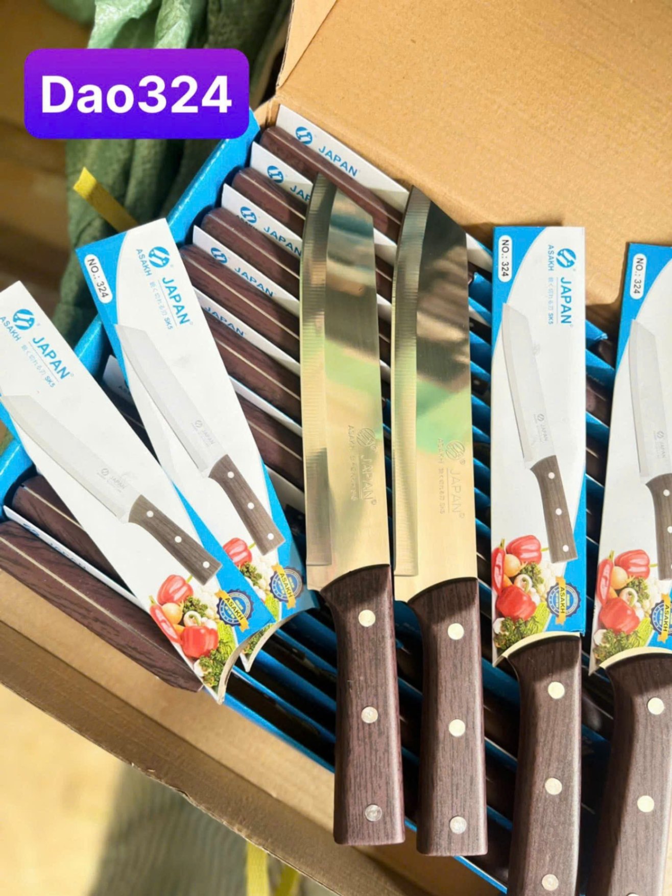 Dao Japan cán gỗ 323-vỏ xanh H24