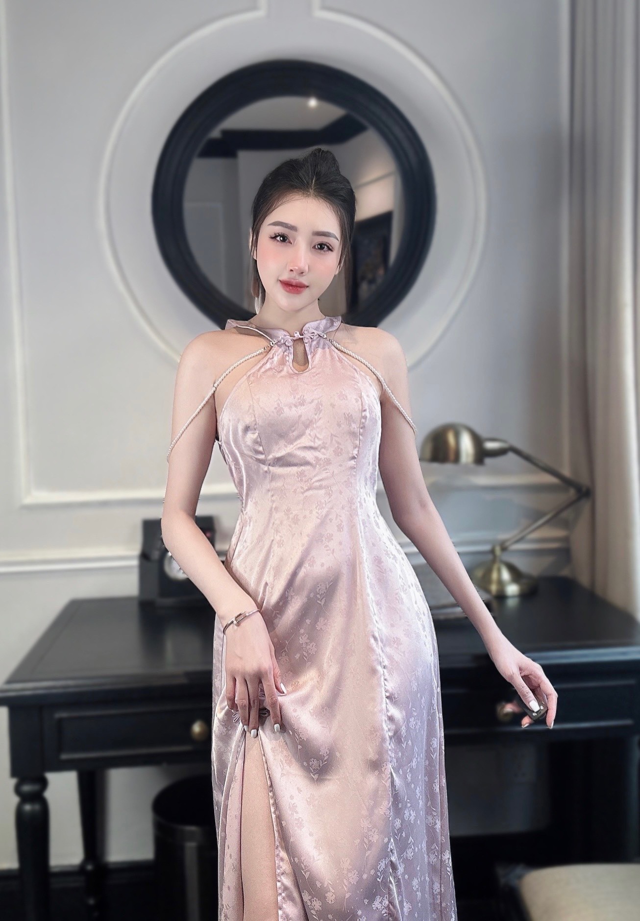 Váy Lụa Dự Tiệc Cổ Thuyền 2 Dây Sang Chảnh Cao Cấp - Đầm Lụa Hai Dây Dáng  Dài | Shopee Việt Nam