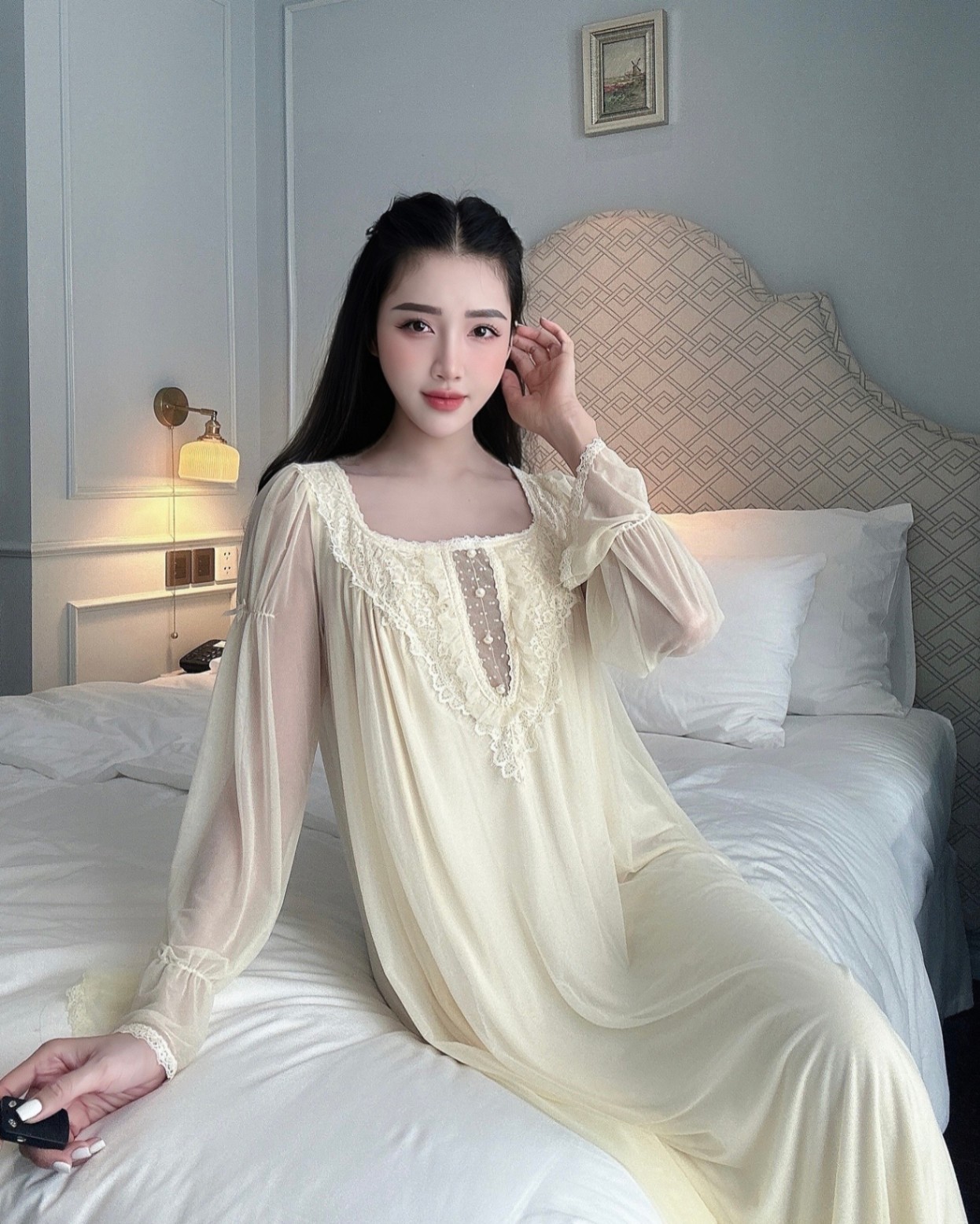 Mua Áo Pyjama Bộ Lụa Satin Pijama Cổ Bẻ Đồ Ngủ Dài Tay Mùa Xuân Váy Ngủ Nam  2 Cái Bộ Homewear CM11 | Tiki