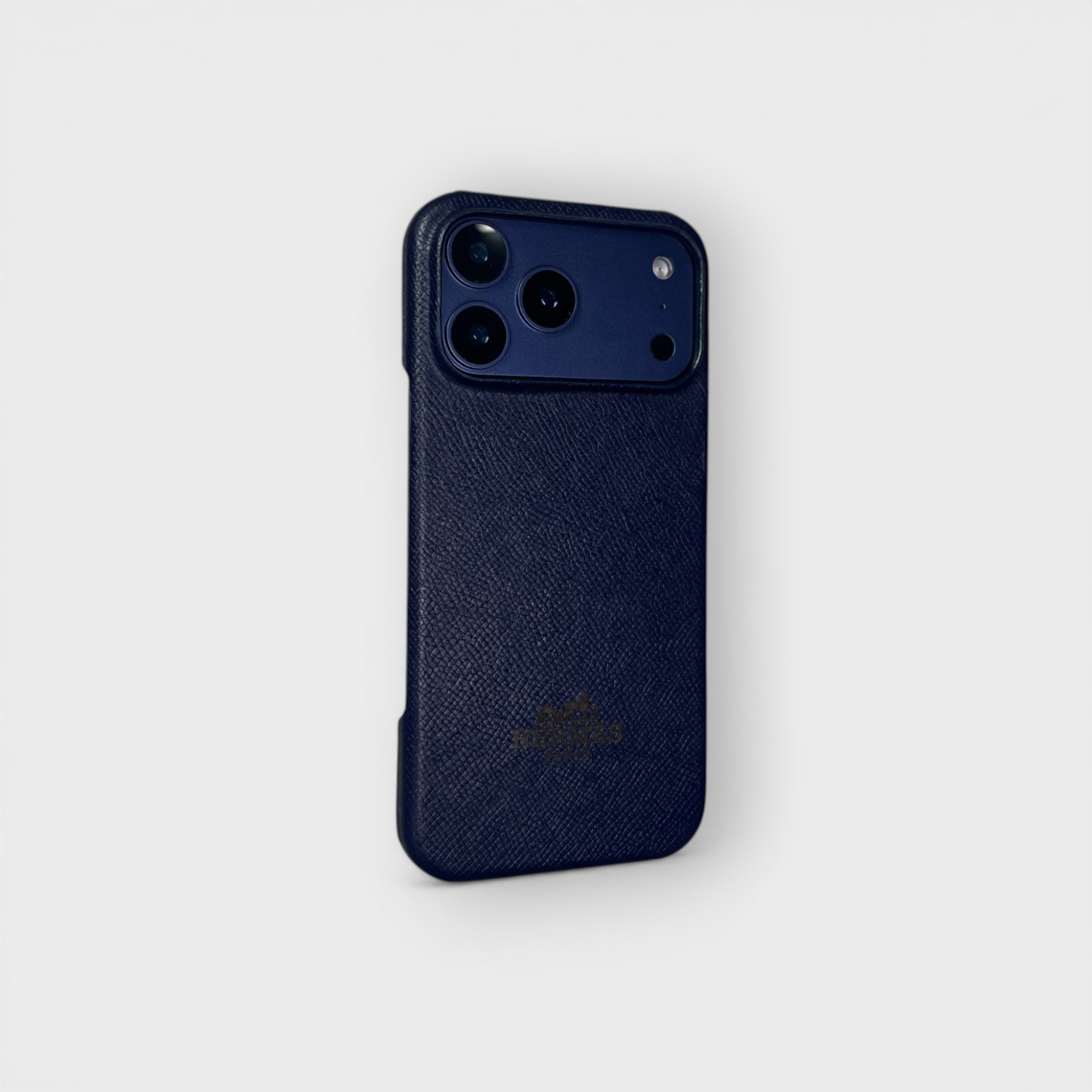 LS0012 - Ốp da thủ công viền full da khắc Hermes - Epsom - E3 Xanh navy - 17 Promax