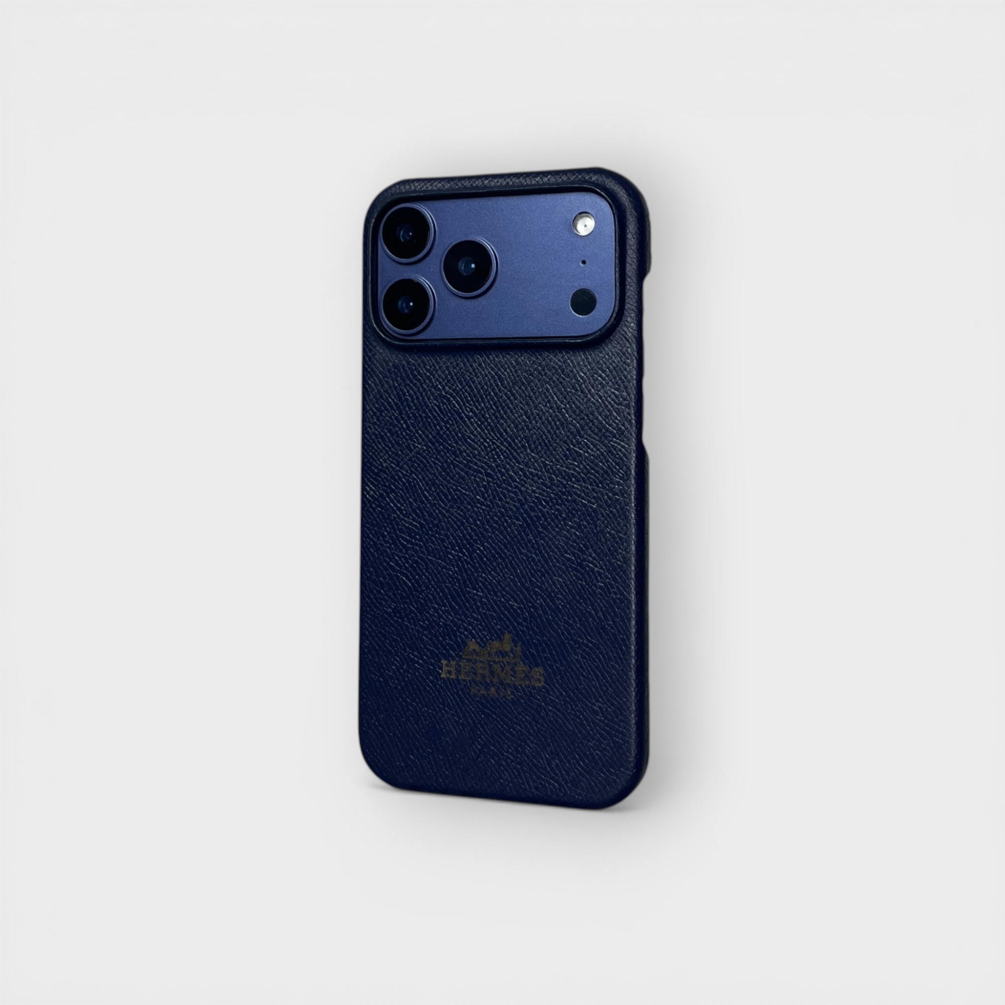 LS0012 - Ốp da thủ công viền full da khắc Hermes - Epsom - E3 Xanh navy - 17 Promax