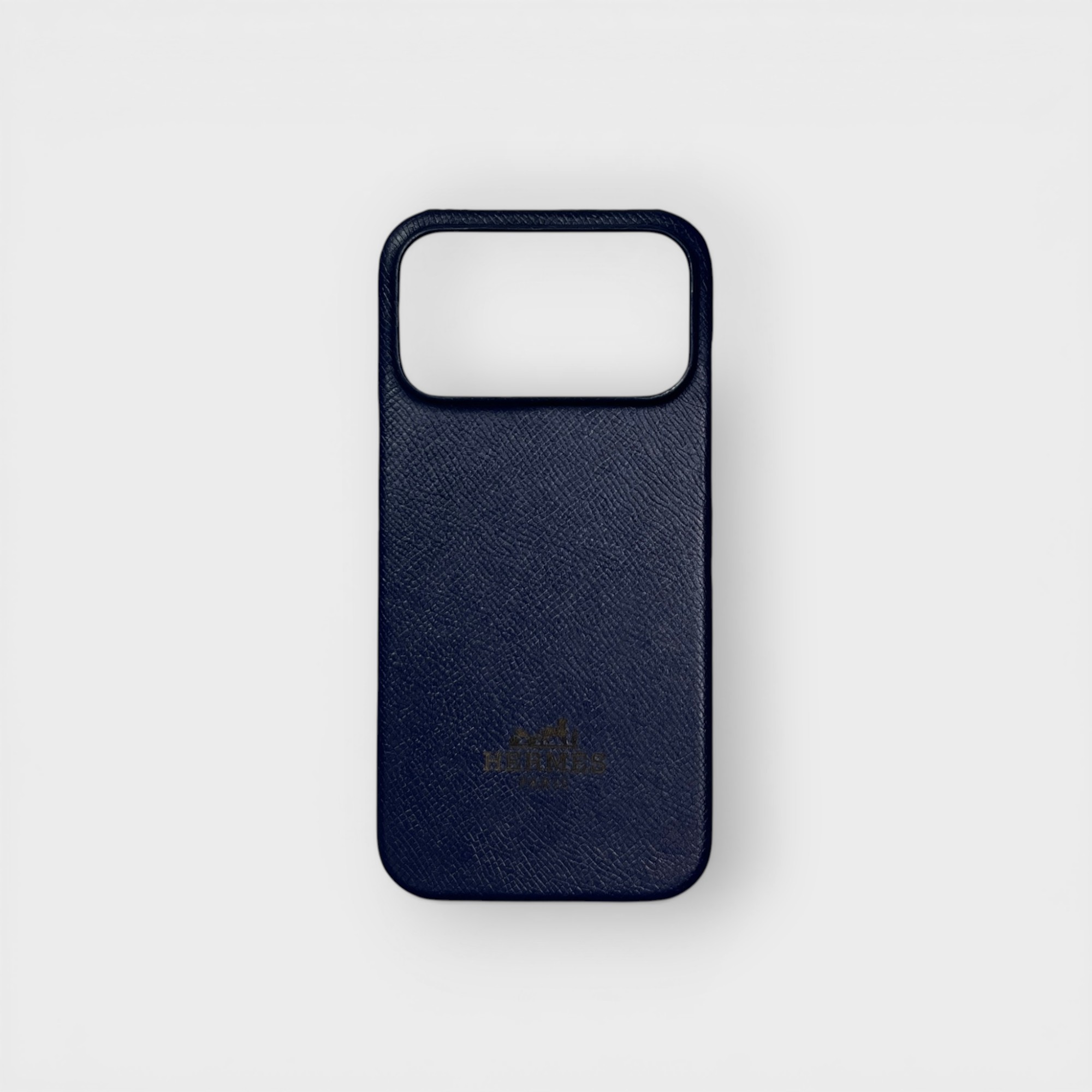 LS0012 - Ốp da thủ công viền full da khắc Hermes - Epsom - E3 Xanh navy - 17 Promax