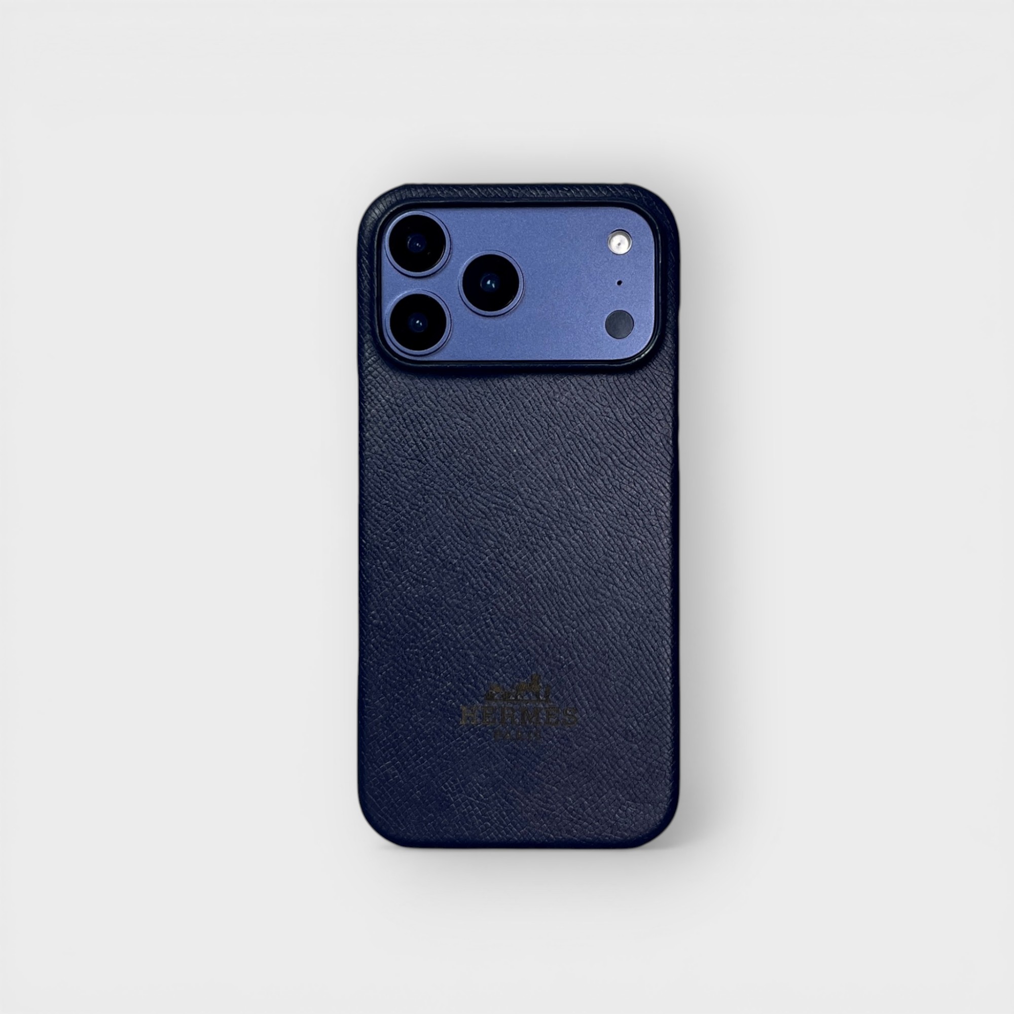 LS0012 - Ốp da thủ công viền full da khắc Hermes - Epsom - E3 Xanh navy - 17 Promax