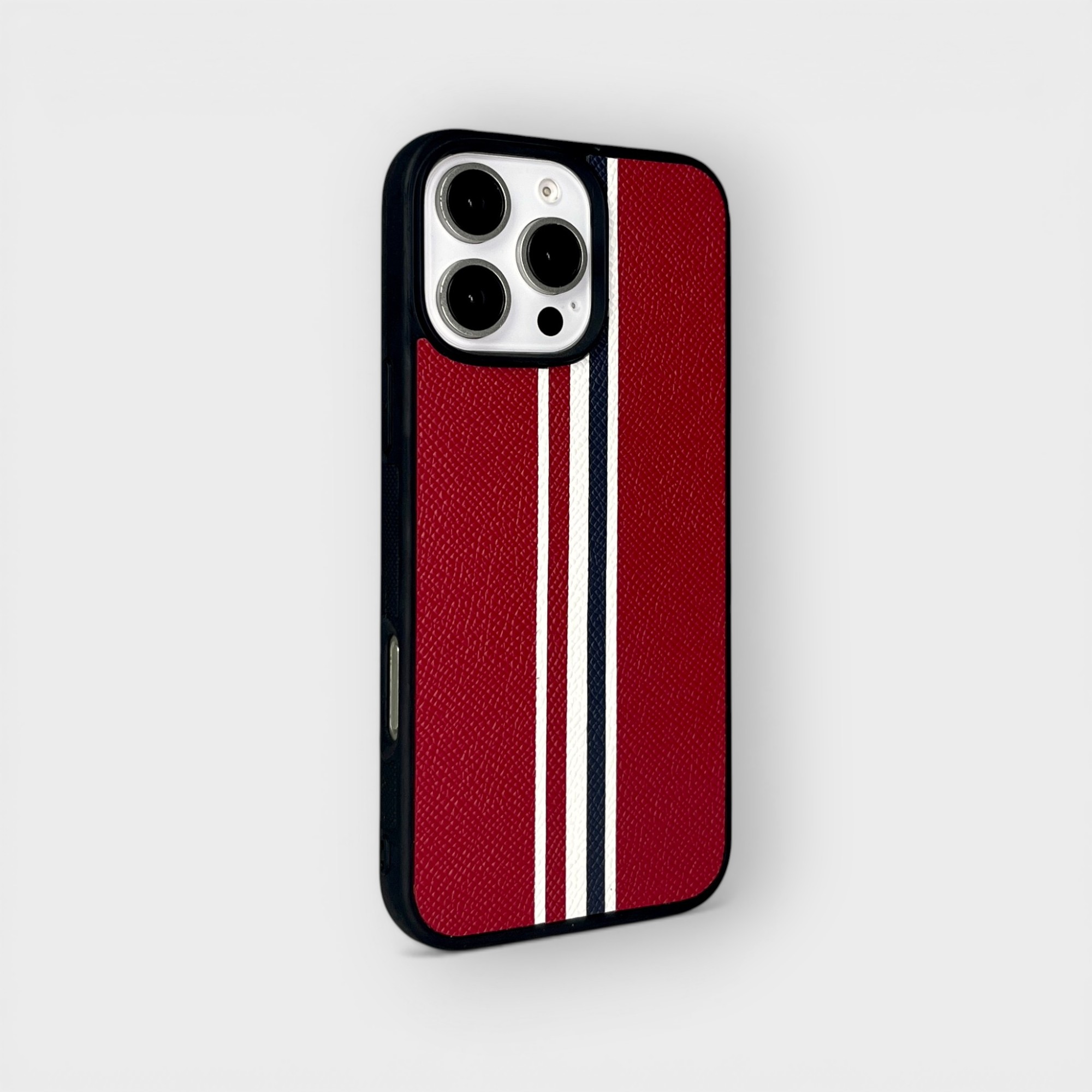 LS0064 - Ốp da thủ công viền đen Thom Browne - Epsom - E9 Đỏ đô - 16 Promax