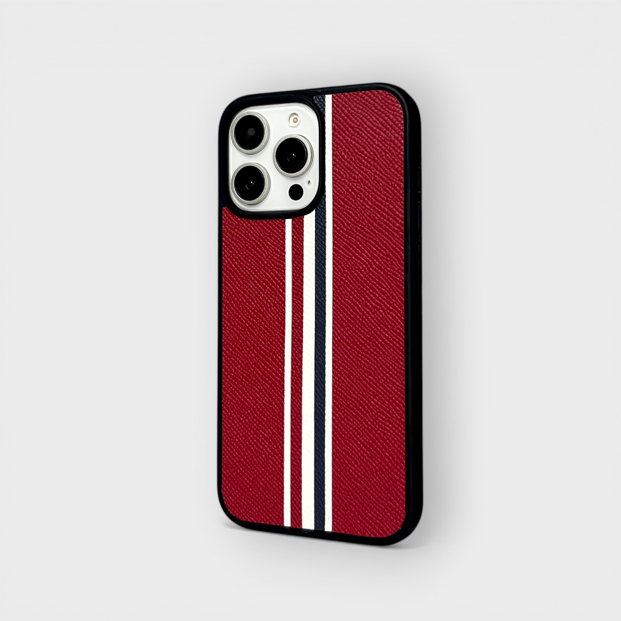 LS0064 - Ốp da thủ công viền đen Thom Browne - Epsom - E9 Đỏ đô - 16 Promax