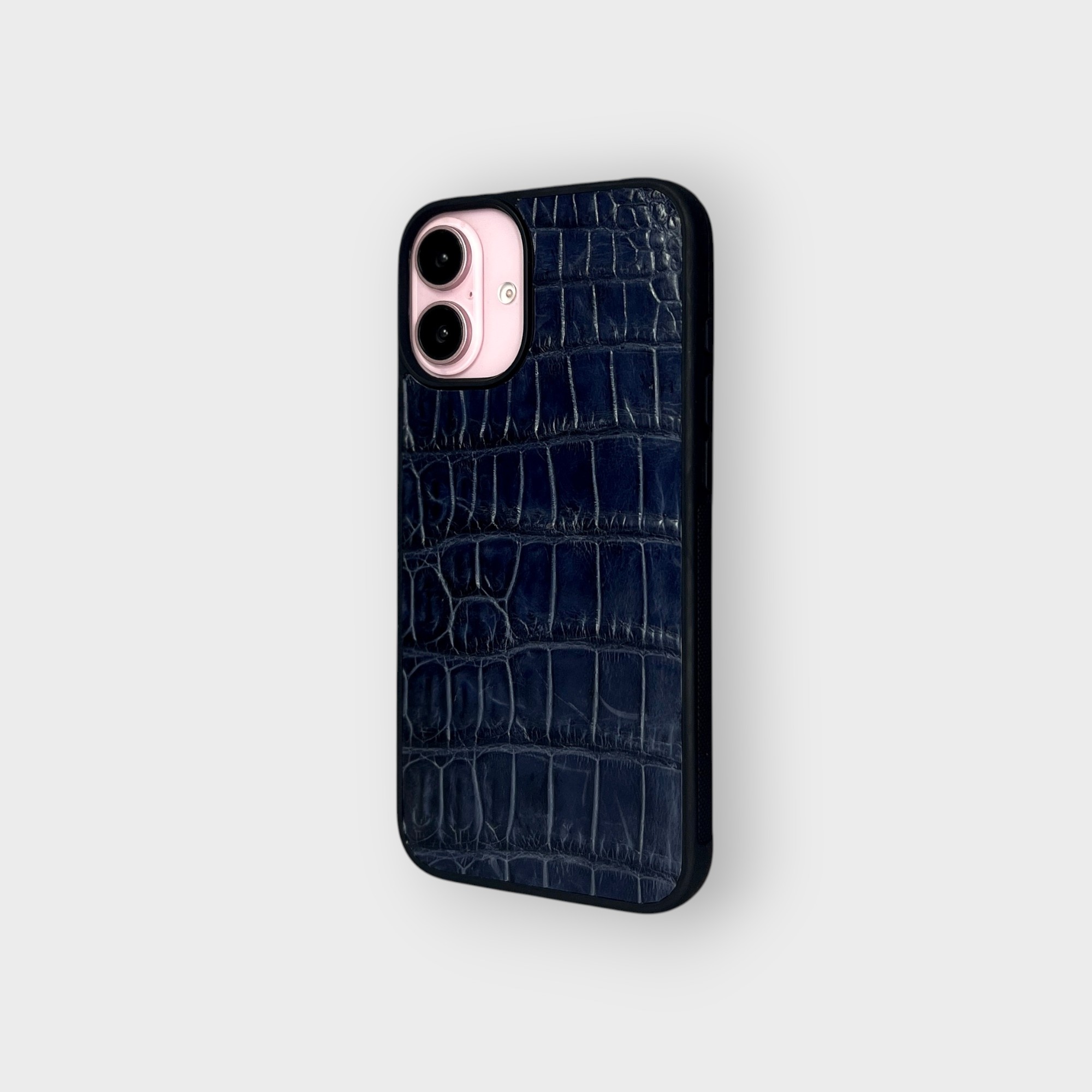 LS0089 - Ốp da thủ công viền đen - Cá sấu - CS2 Xanh navy - 16 Plus
