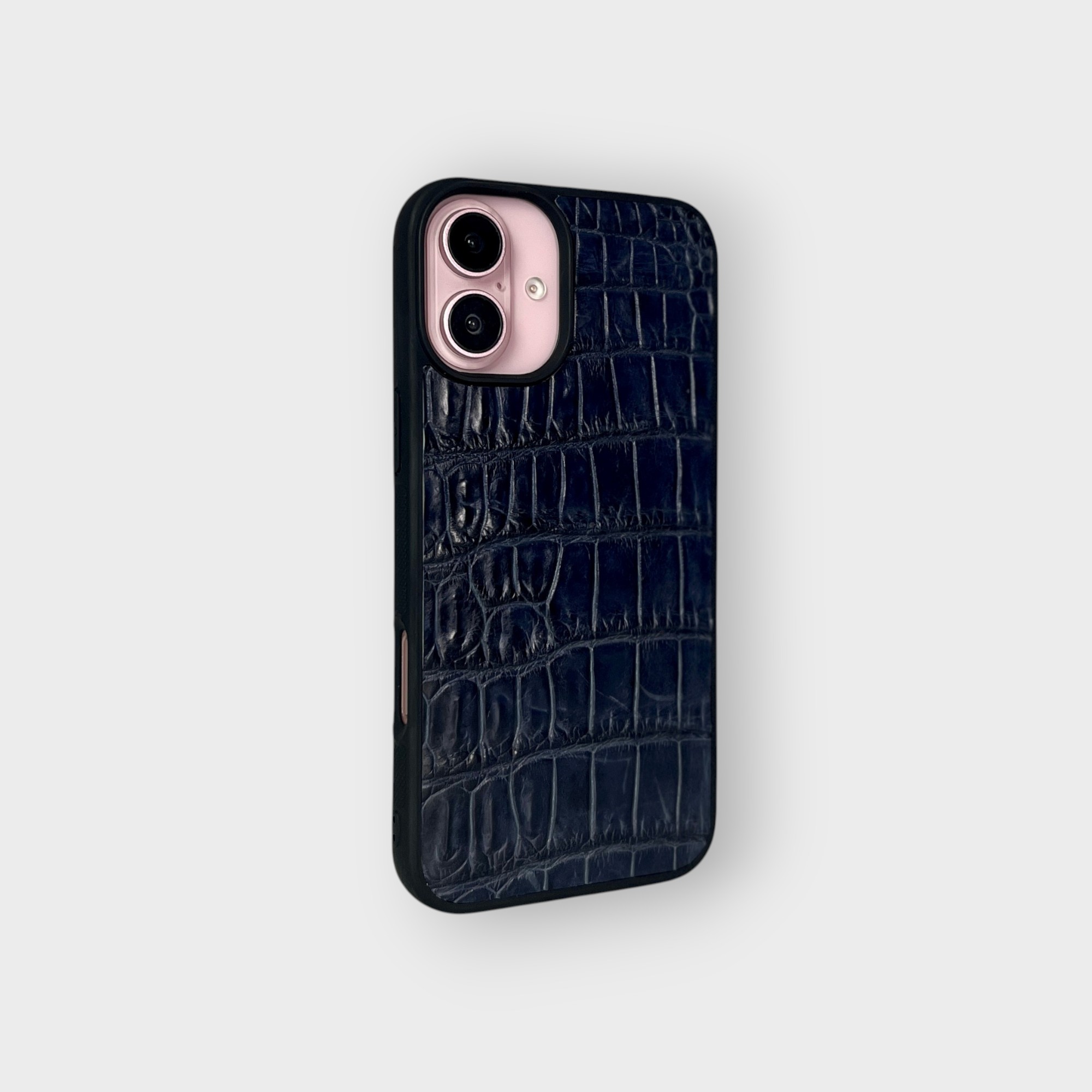 LS0089 - Ốp da thủ công viền đen - Cá sấu - CS2 Xanh navy - 16 Plus