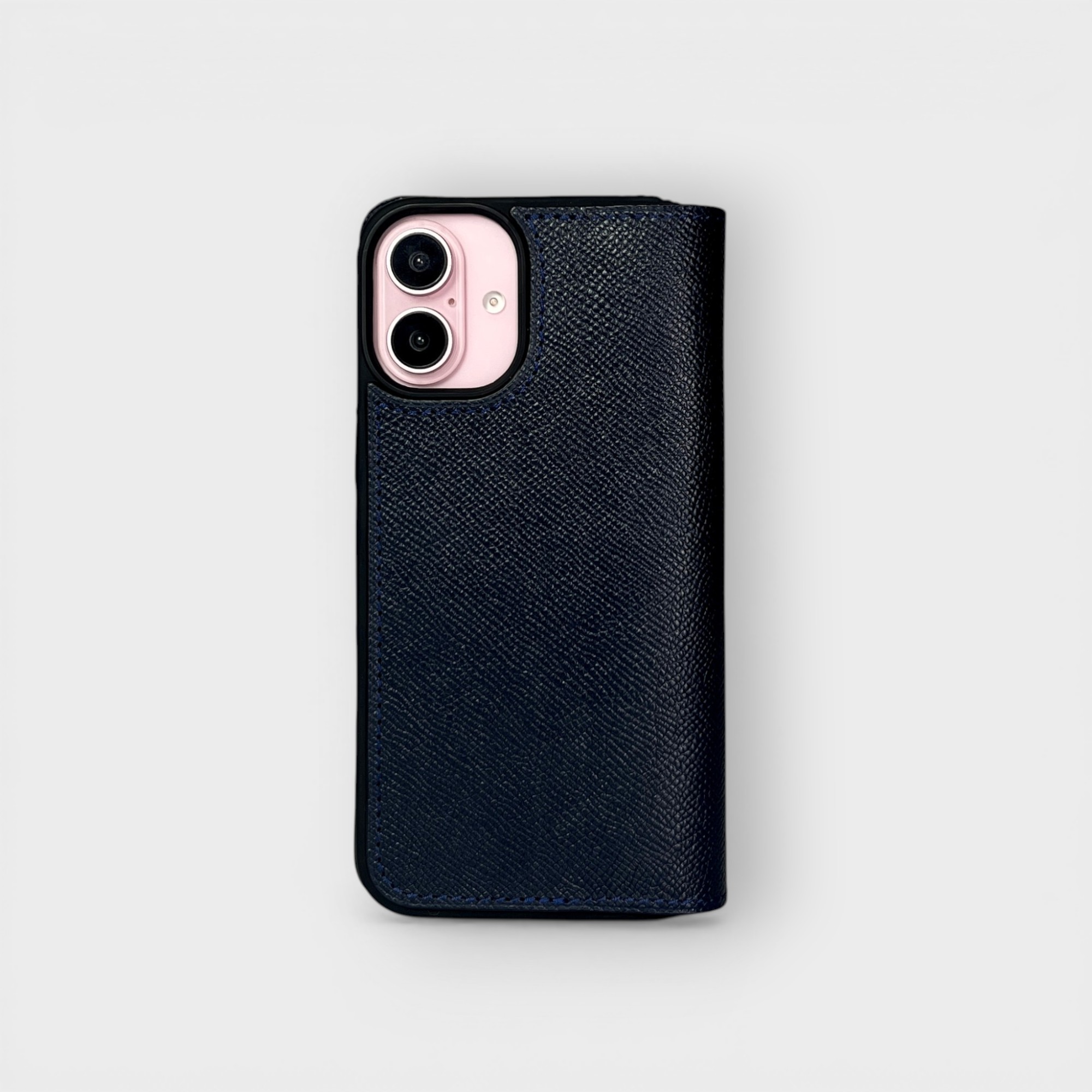 LS0101 - Bao da thủ công viền đen Flip ngăn ngang - Epsom - E3 Xanh navy - 16 Plus