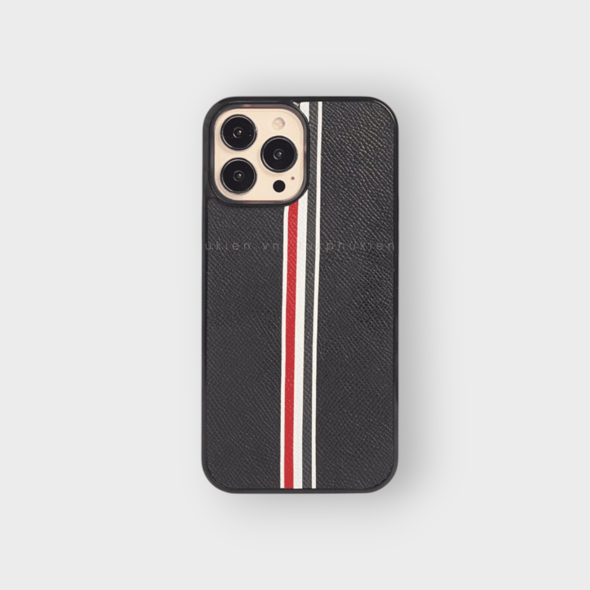 LS0108 - Ốp da thủ công viền đen Thom Browne - Epsom - E1 Đen - 14 Promax