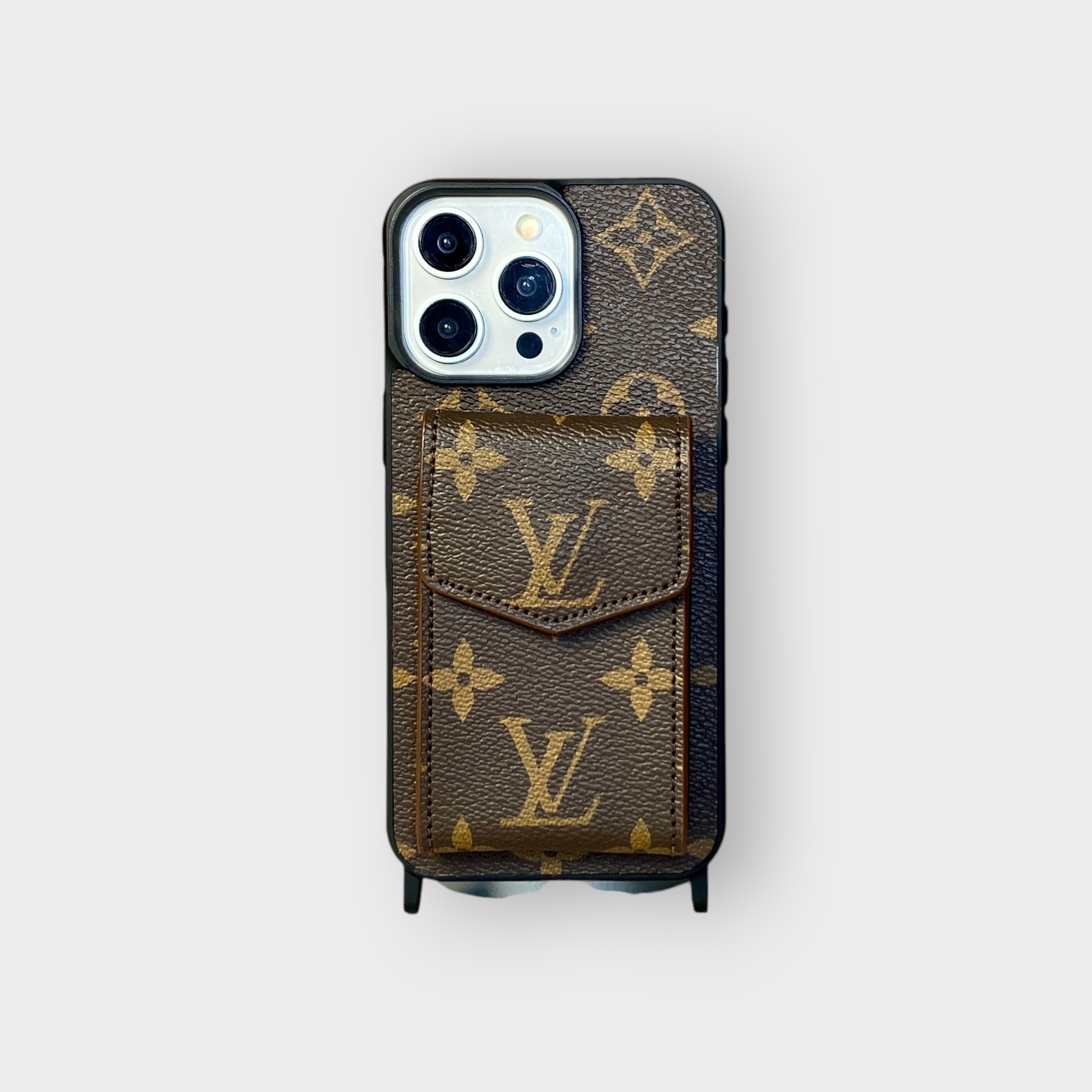 LS0240 - Ốp da thủ công viền moca ví Lisa kèm dây đeo - LV - LV2 Chữ nâu - 15 Promax