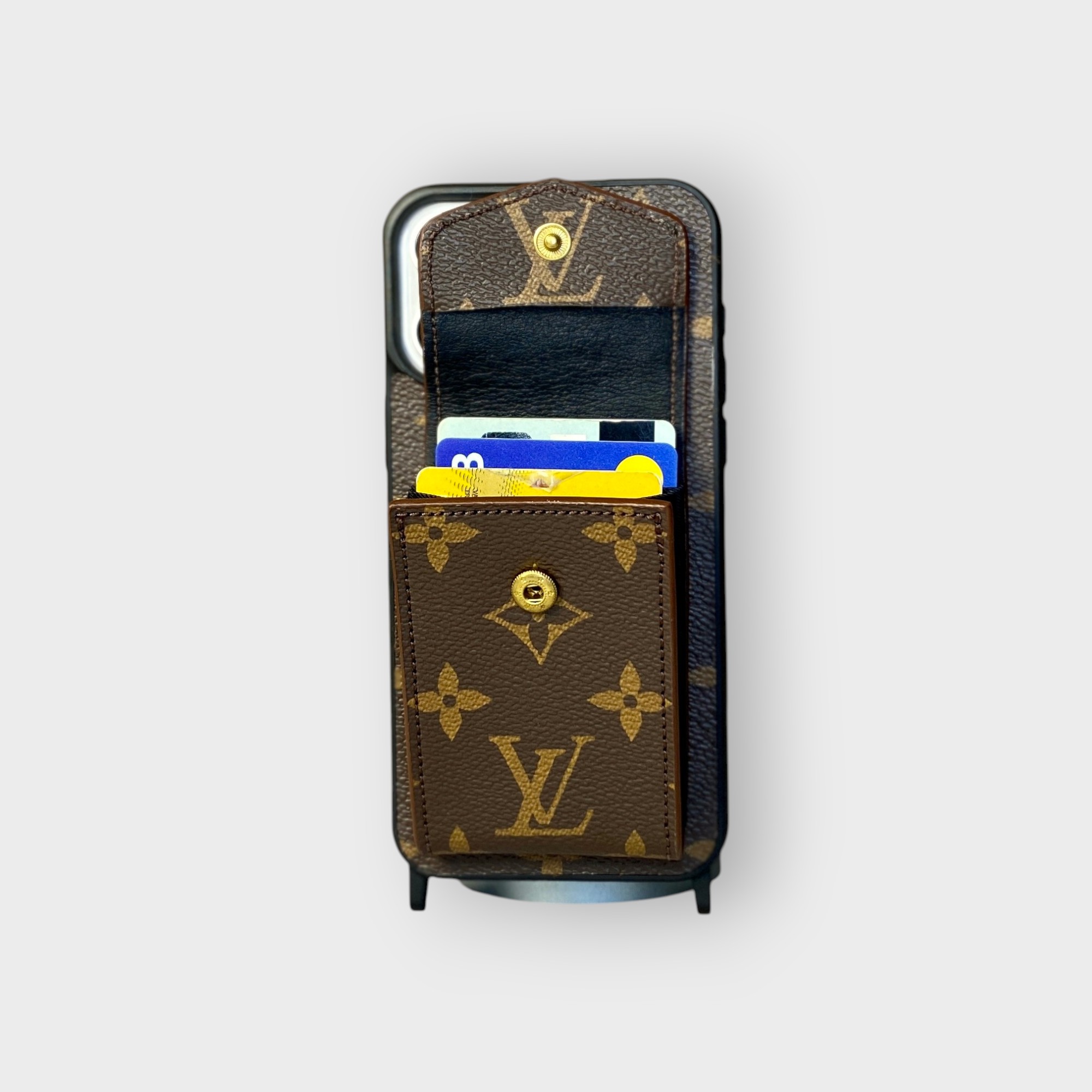 LS0242 - Ốp da thủ công viền moca ví Lisa kèm dây đeo - LV - LV2 Chữ nâu - 15 Promax