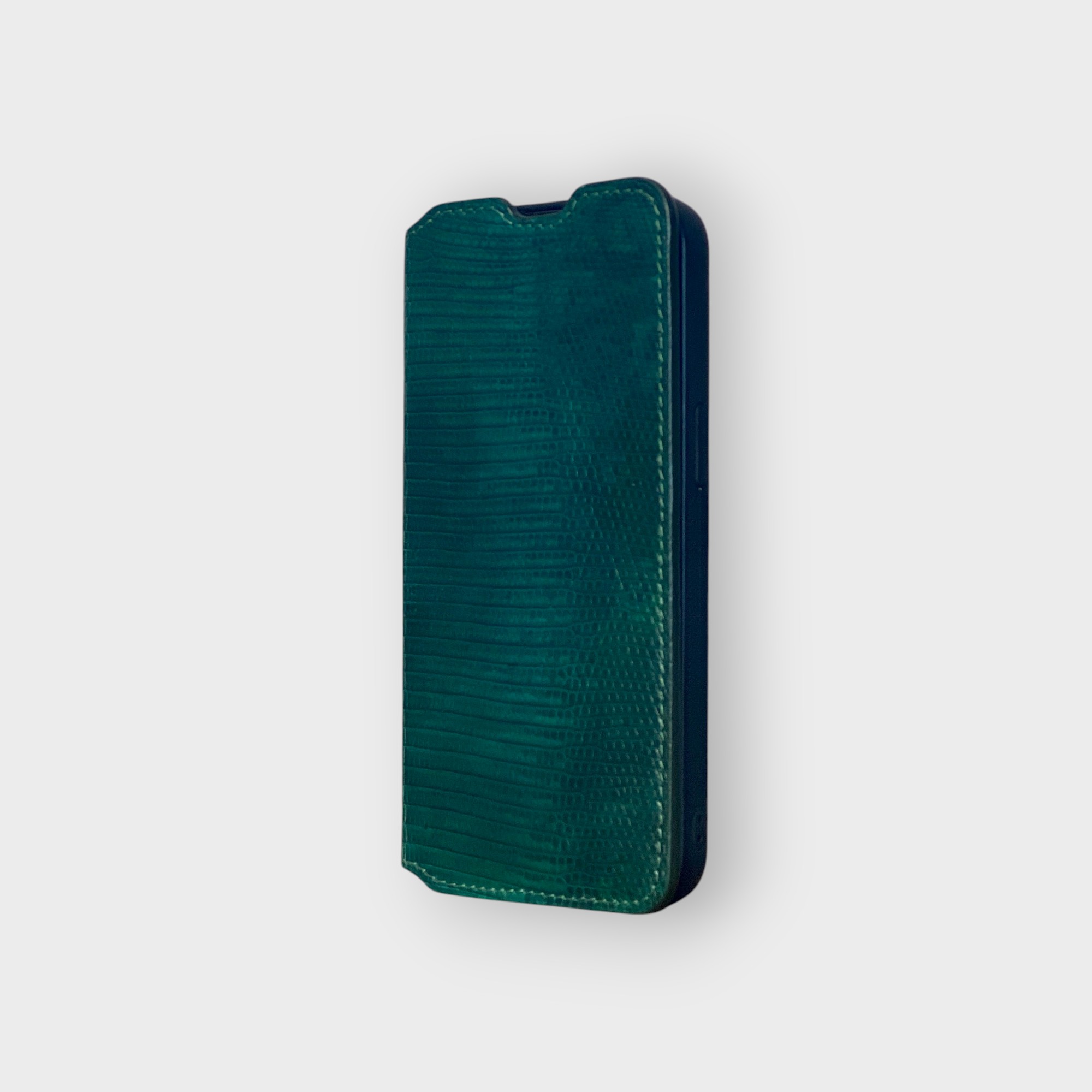 LS0257 - Bao da thủ công viền đen Flip - Kì đà - KĐ6 Xanh lá - 15 Promax