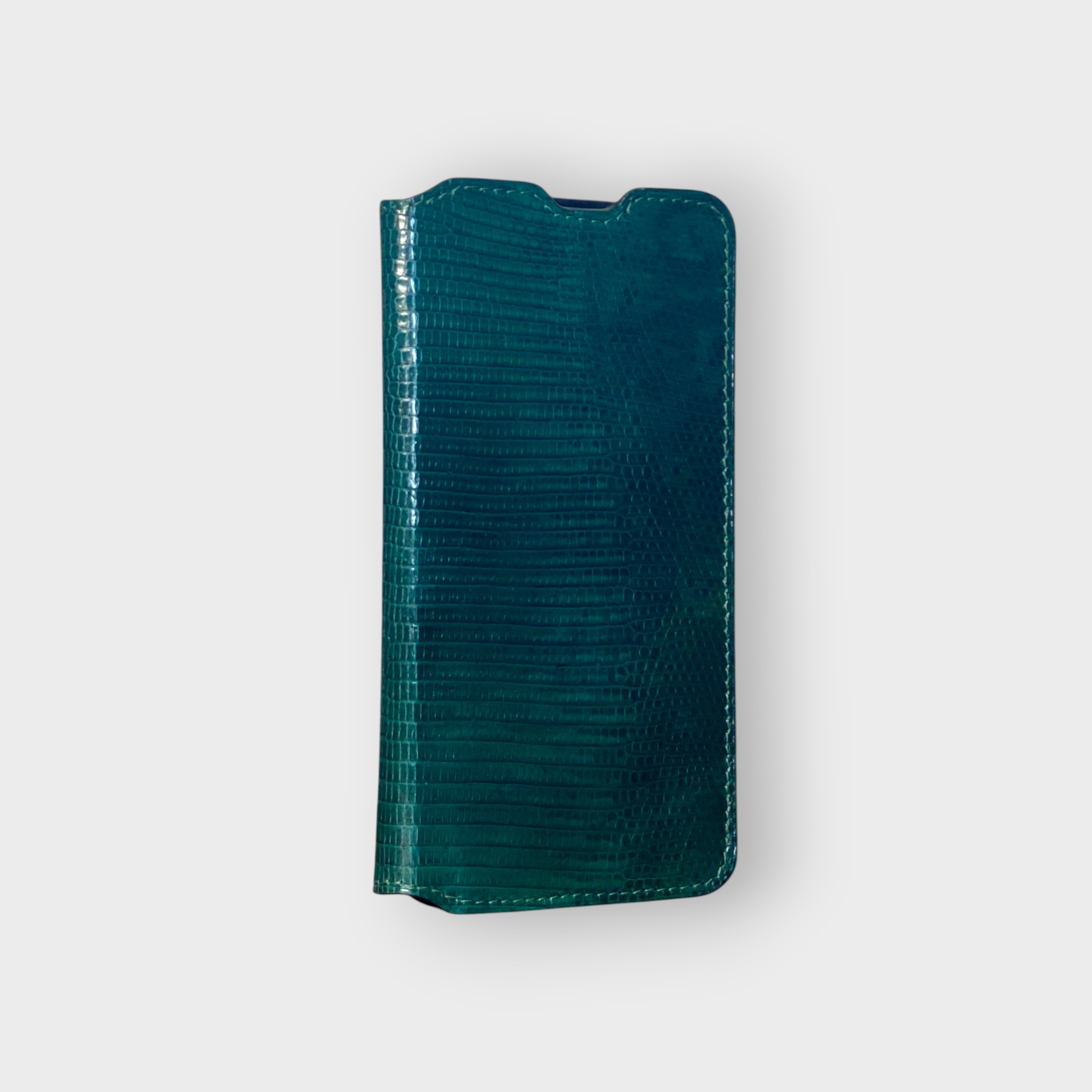 LS0257 - Bao da thủ công viền đen Flip - Kì đà - KĐ6 Xanh lá - 15 Promax