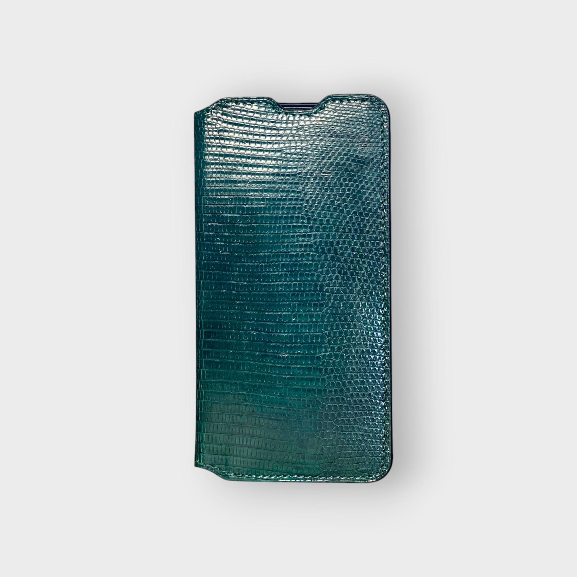 LS0257 - Bao da thủ công viền đen Flip - Kì đà - KĐ6 Xanh lá - 15 Promax
