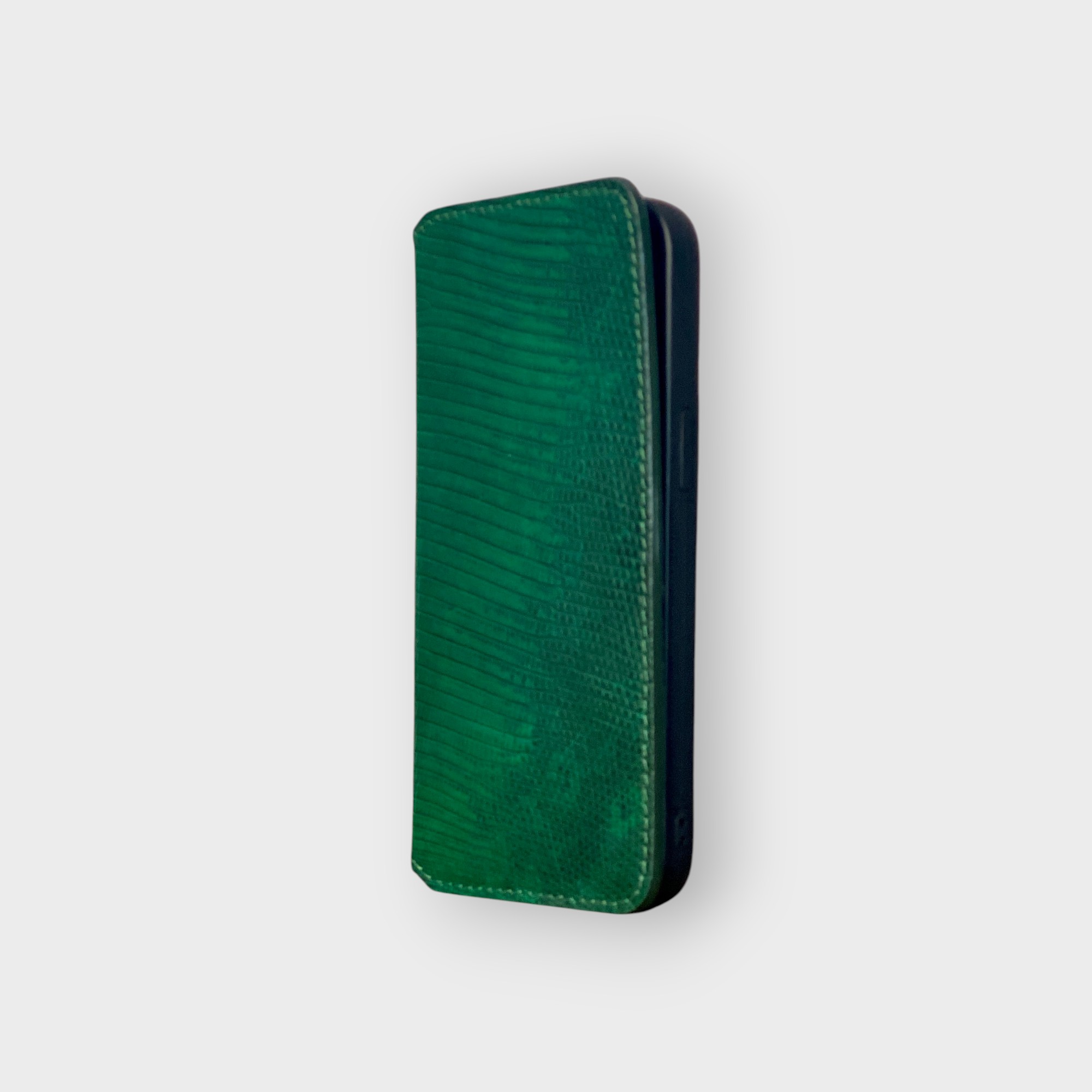 LS0258 - Bao da thủ công viền đen Flip - Kì đà - KĐ6 Xanh lá - 15 Promax
