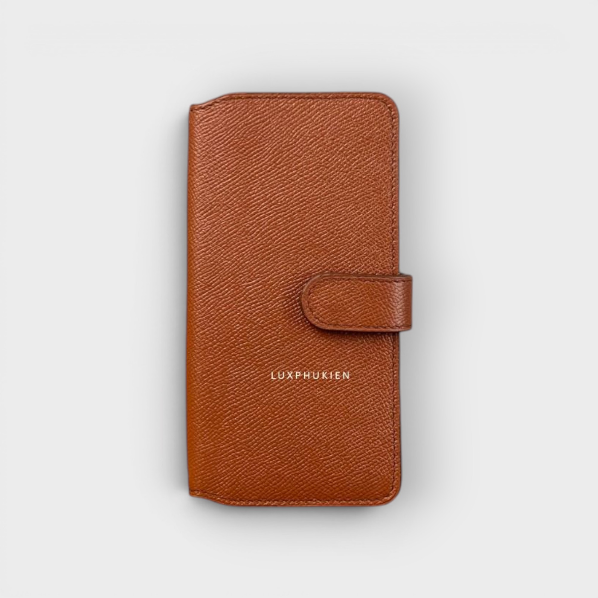 LS0267 - Bao da thủ công viền đen Flip kèm ví Lily quai cài kèm dây đeo - Epsom - E16 Nâu bò - 15 Promax