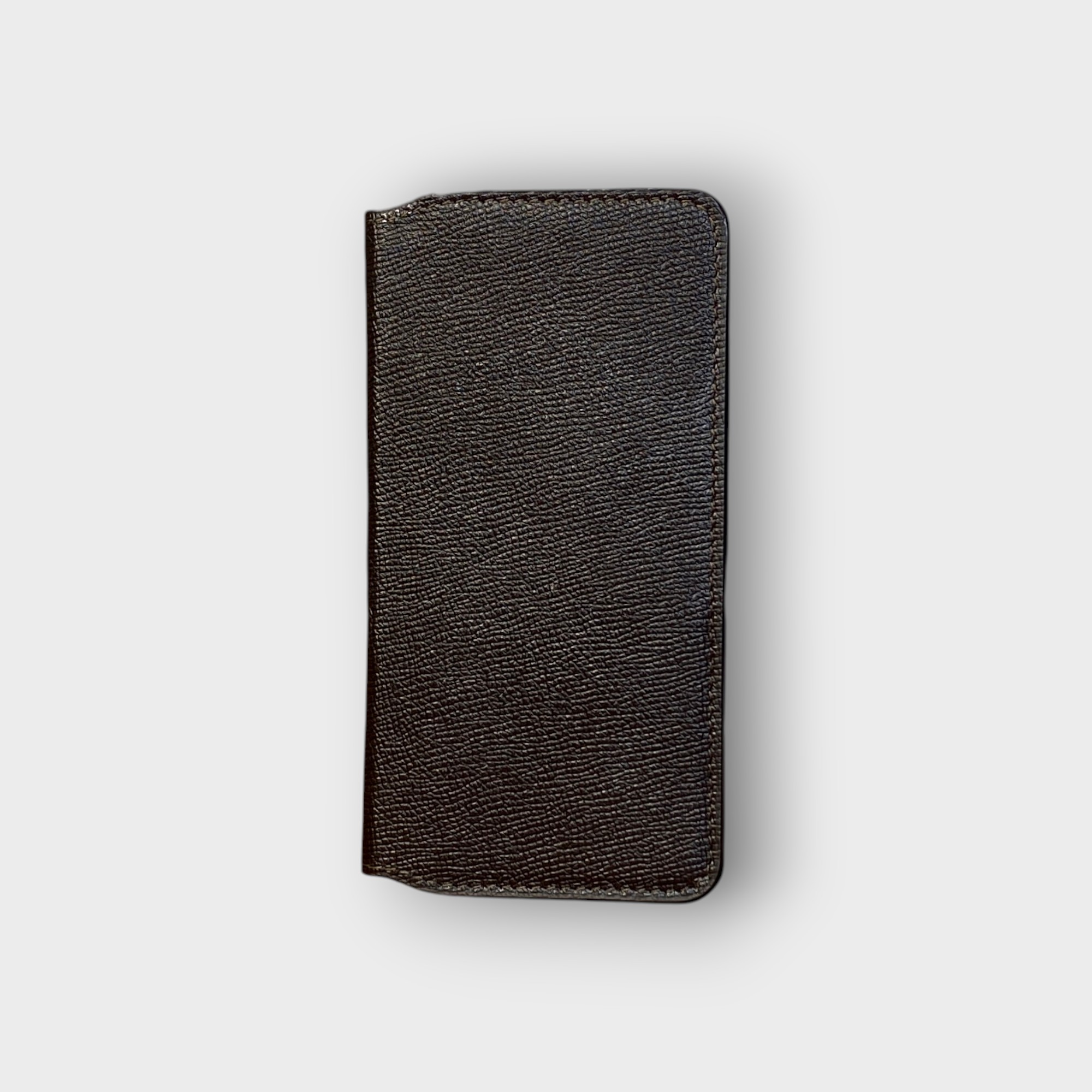 LS0357 - Bao da thủ công viền đen Flip - Epsom - E2 Nâu cafe - 16 Plus