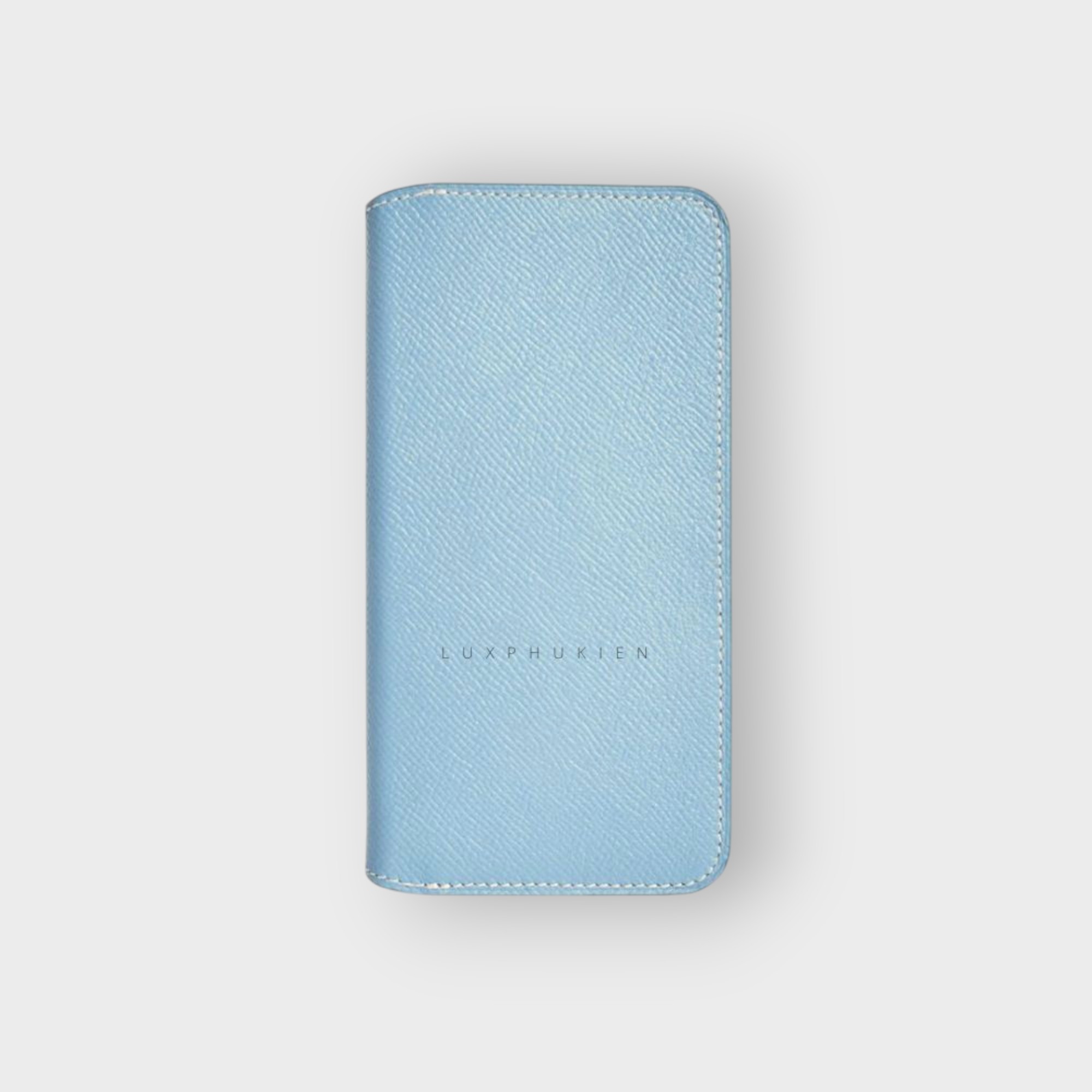 LS0359 - Bao da thủ công viền đen Flip - Epsom - E23 Xanh sierra - 15 Plus