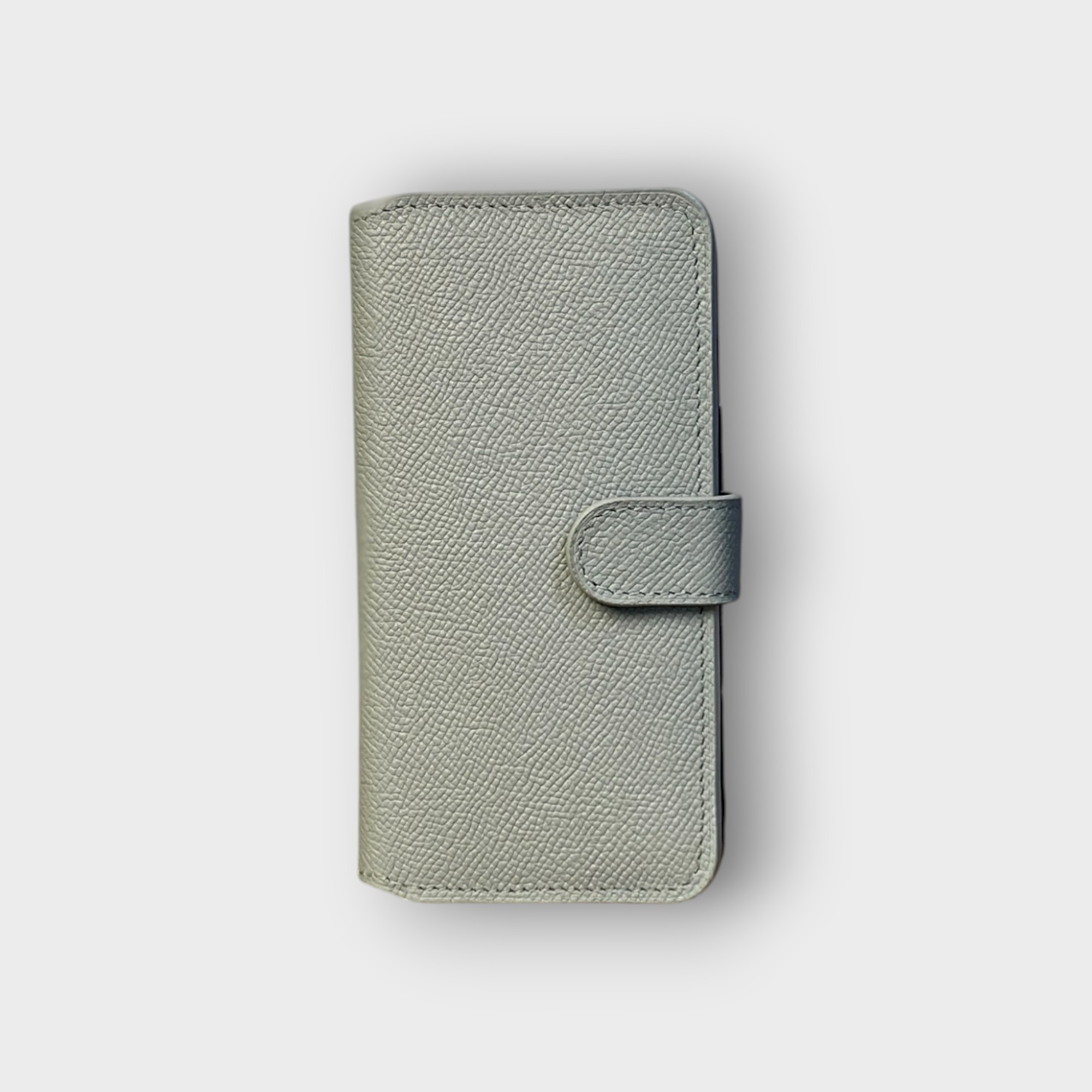 LS0370 - Bao da thủ công viền đen Flip quai cài - Epsom - E17 Xám - 15