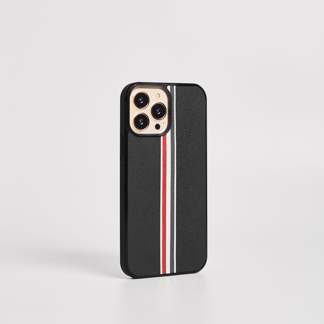 LS0371 - Ốp da thủ công viền đen Thom Browne - Epsom - E1 Đen - 15