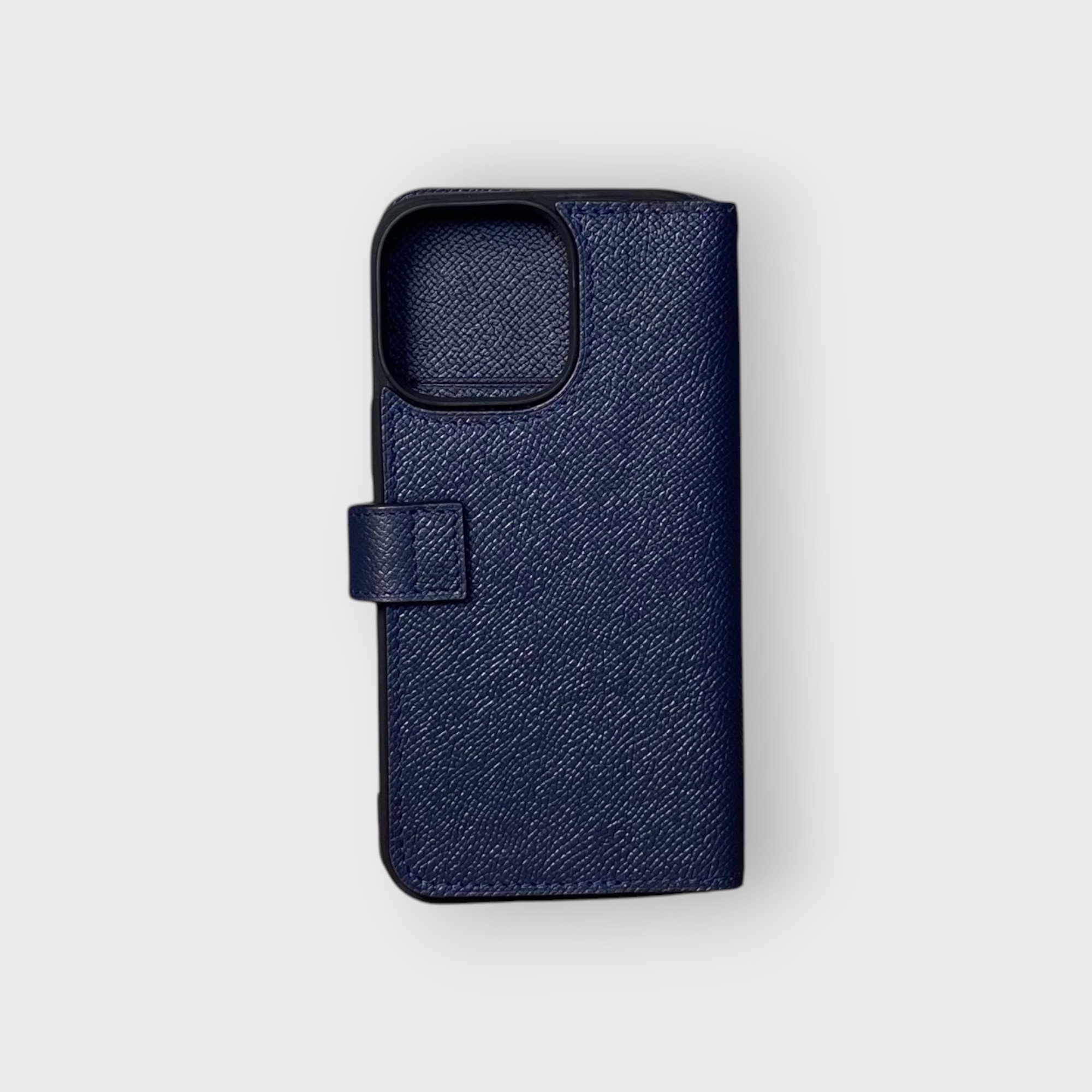 LS0401 - Bao da thủ công viền đen Flip quai cài kèm dây đeo - Epsom - E3 Xanh navy - 14 Promax