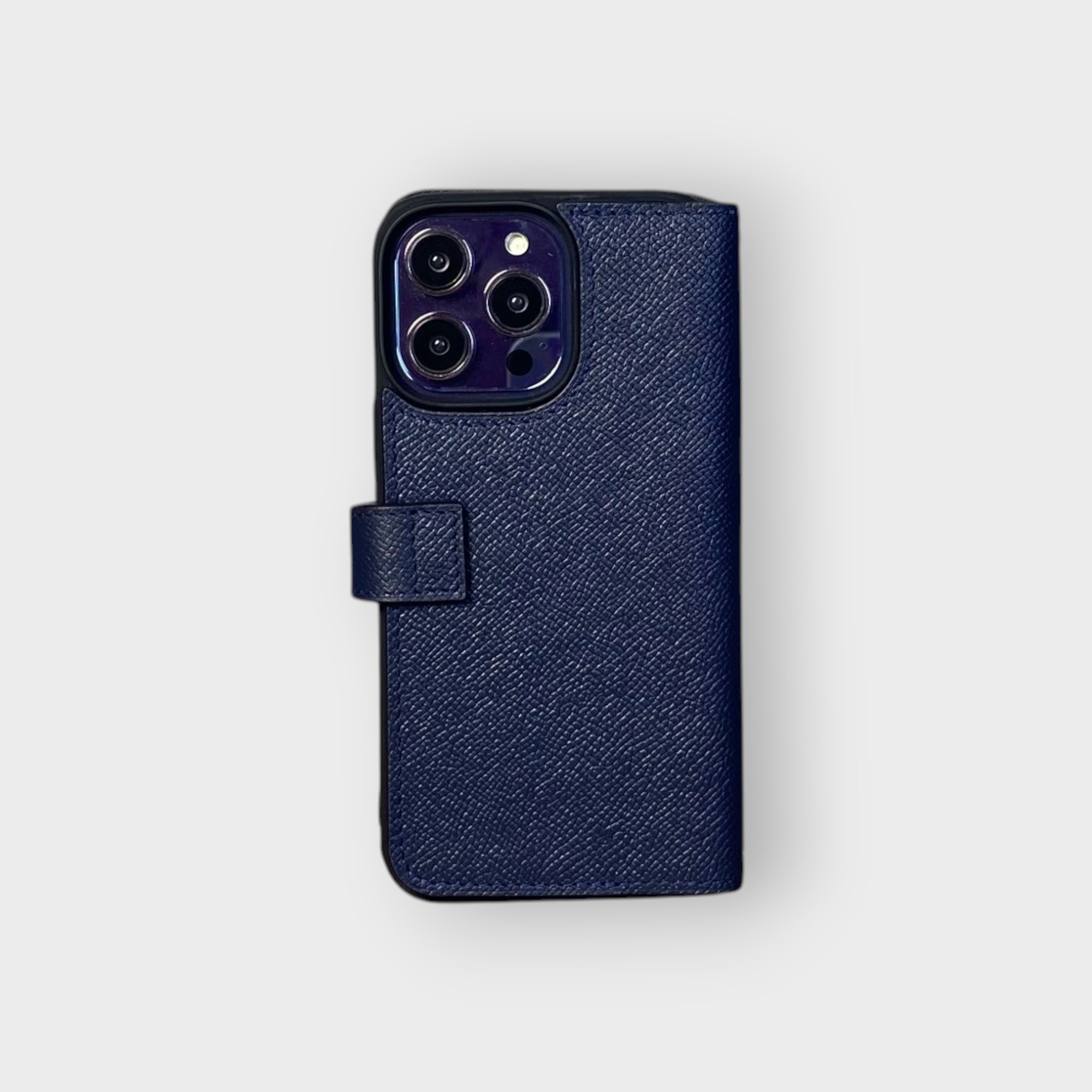 LS0401 - Bao da thủ công viền đen Flip quai cài kèm dây đeo - Epsom - E3 Xanh navy - 14 Promax