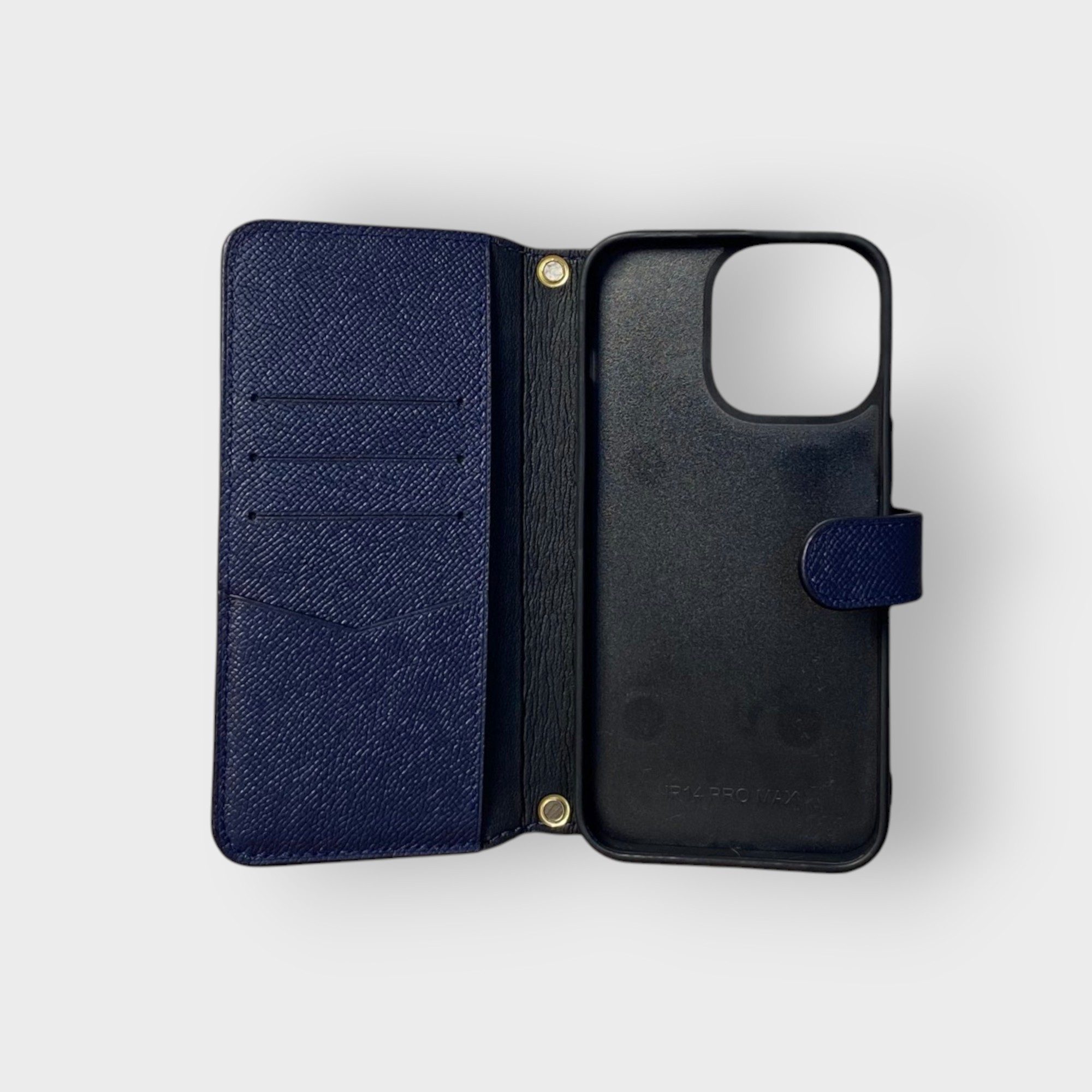 LS0401 - Bao da thủ công viền đen Flip quai cài kèm dây đeo - Epsom - E3 Xanh navy - 14 Promax