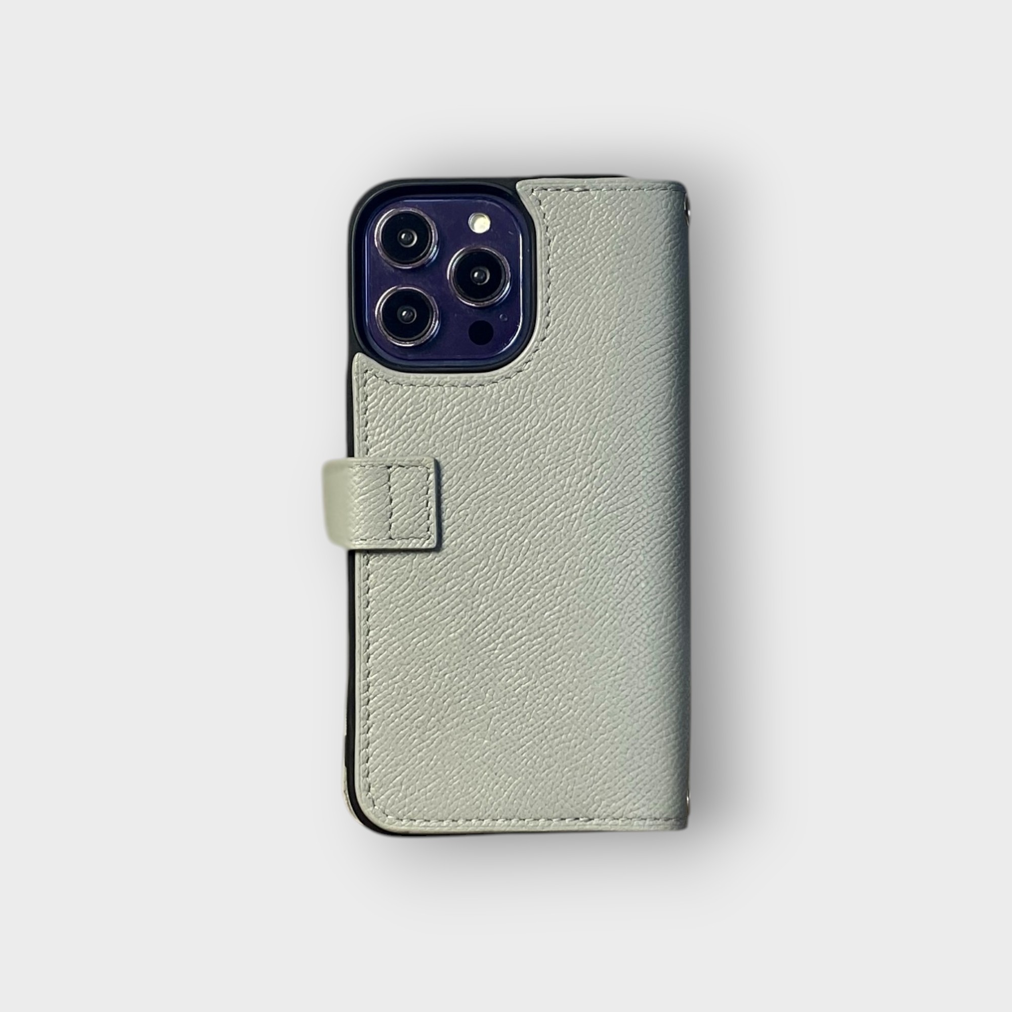 LS0403 - Bao da thủ công viền đen Flip quai cài kèm dây đeo - Epsom - E17 Xám - 14 Promax