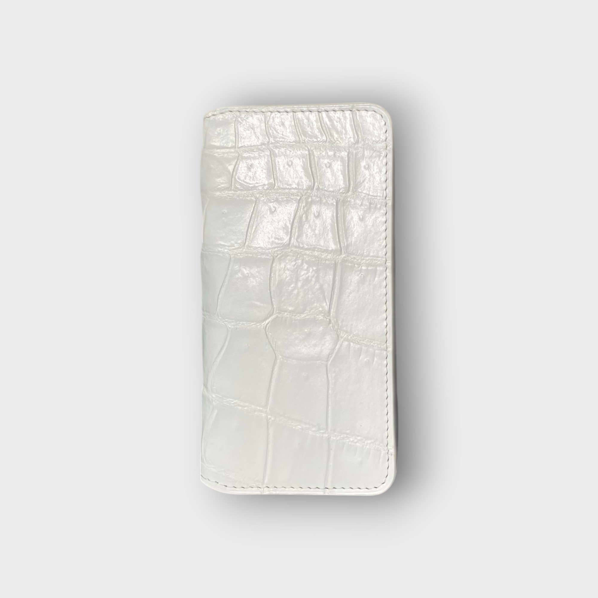 LS0407 - Bao da thủ công viền đen Flip - Cá sấu - CS6 Trắng - 14 Promax