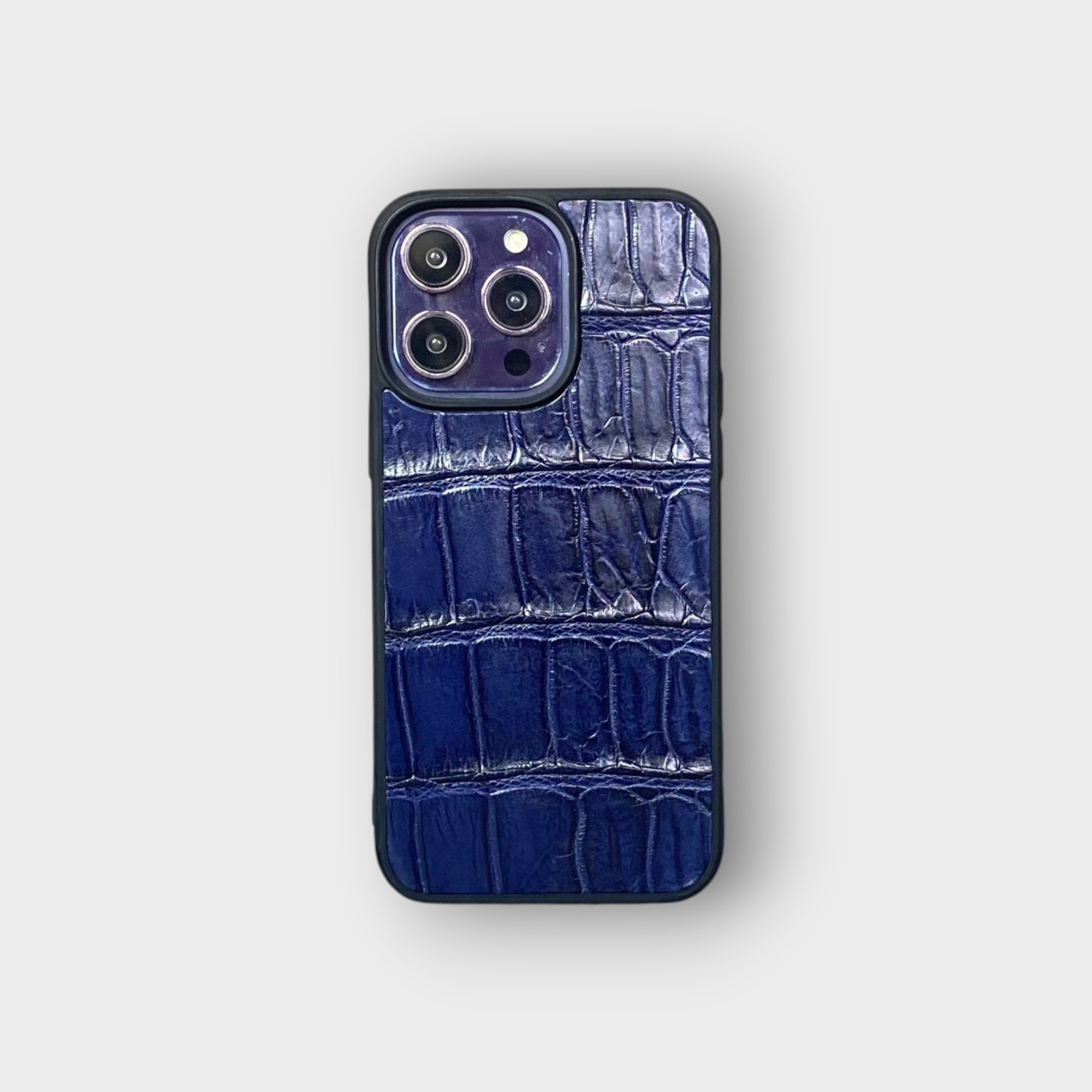 LS0417 - Ốp da thủ công viền đen - Cá sấu - CS2 Xanh navy - 14 Promax