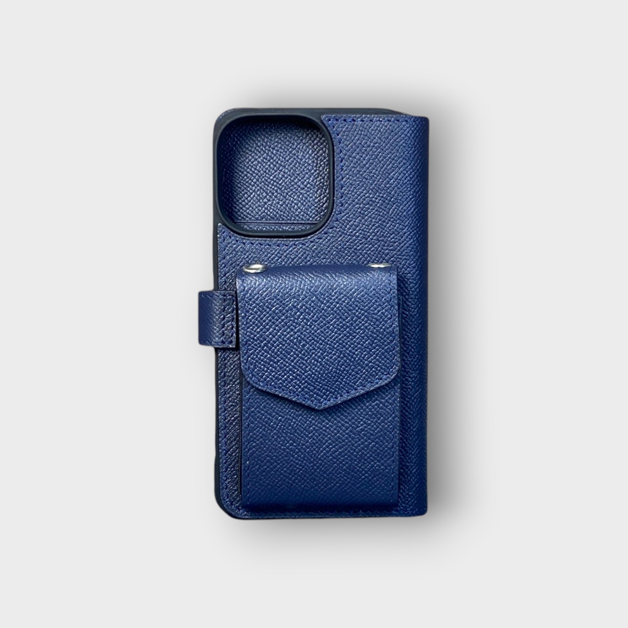 LS0421 - Bao da thủ công viền đen Flip kèm ví Lisa quai cài kèm dây đeo - Epsom - E3 Xanh navy - 14 Promax