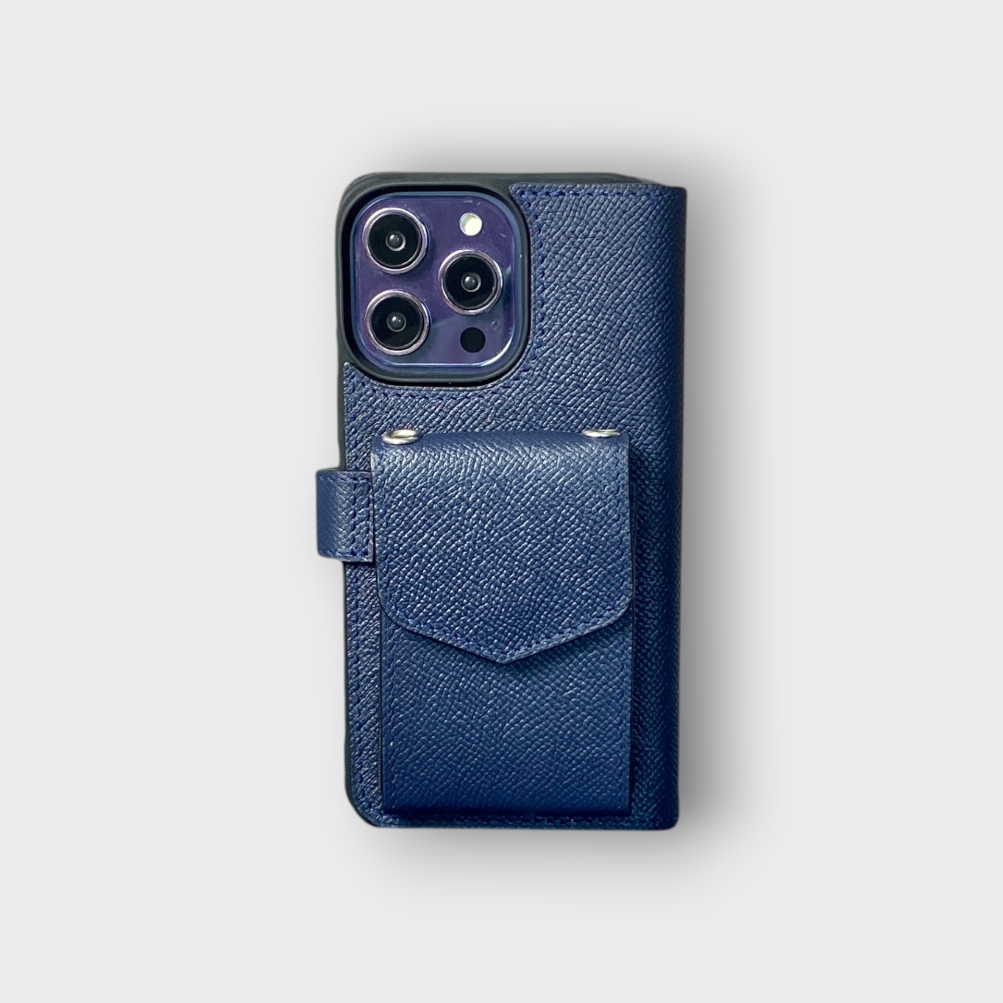 LS0421 - Bao da thủ công viền đen Flip kèm ví Lisa quai cài kèm dây đeo - Epsom - E3 Xanh navy - 14 Promax