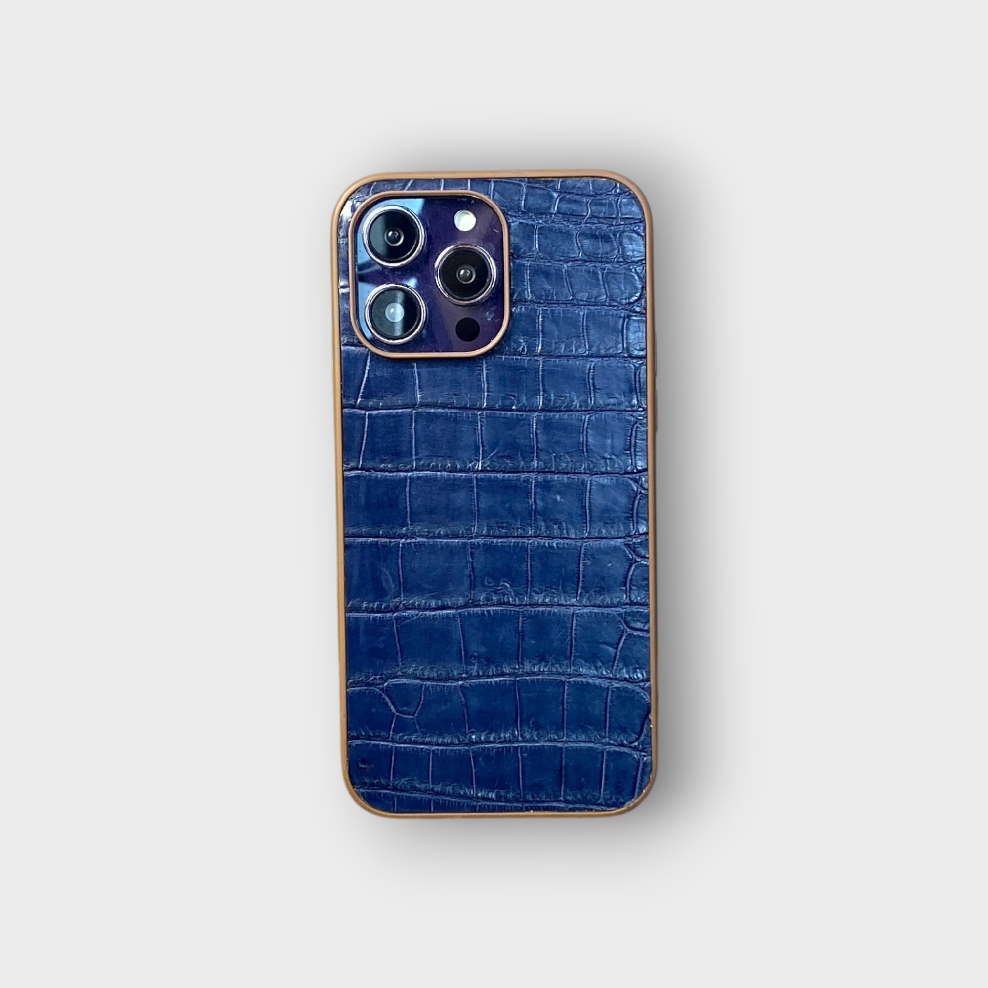 LS0427 - Ốp da thủ công viền màu (order riêng) - Cá sấu - CS2 Xanh navy - 14 Promax