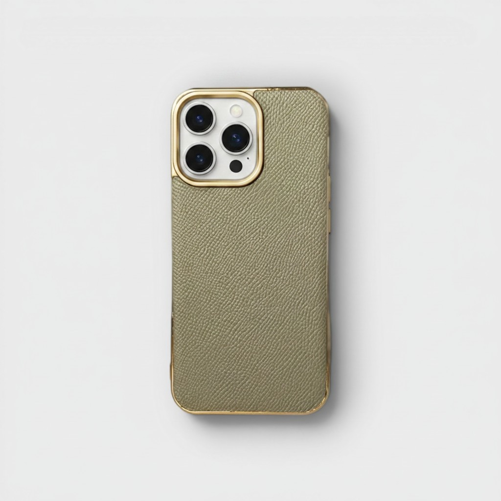 LS0564 - Ốp da thủ công viền gold - Epsom - E15 Nâu tây - 13 Pro