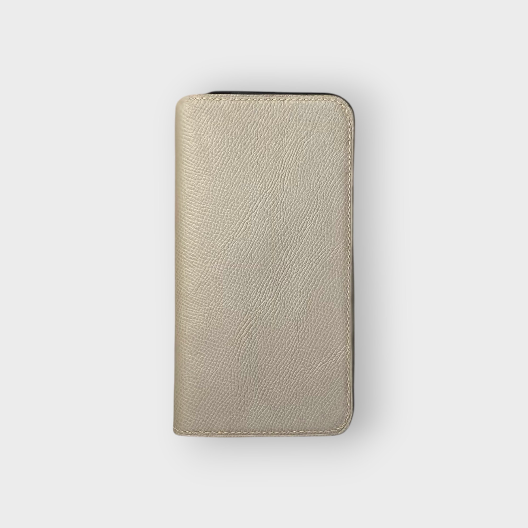 LS0579 - Bao da thủ công viền đen Flip khắc Hermes - Epsom - E17 Xám - 13 Promax