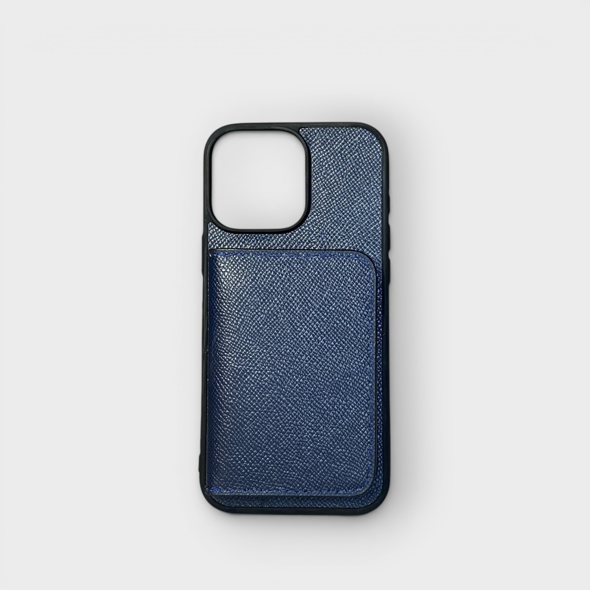LS0584 - Ốp da thủ công viền đen ví Mini - Epsom - E3 Xanh navy - 16 Promax