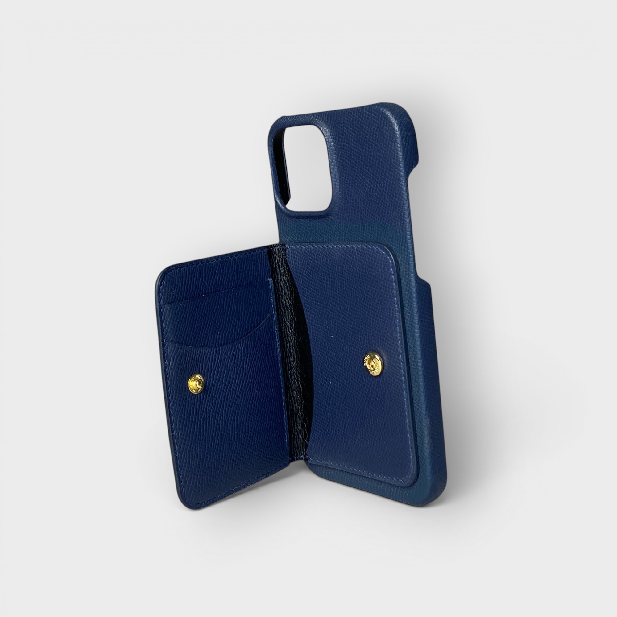 LS0590 - Ốp da thủ công viền full da ví Mini - Epsom - E3 Xanh navy - 13 Promax