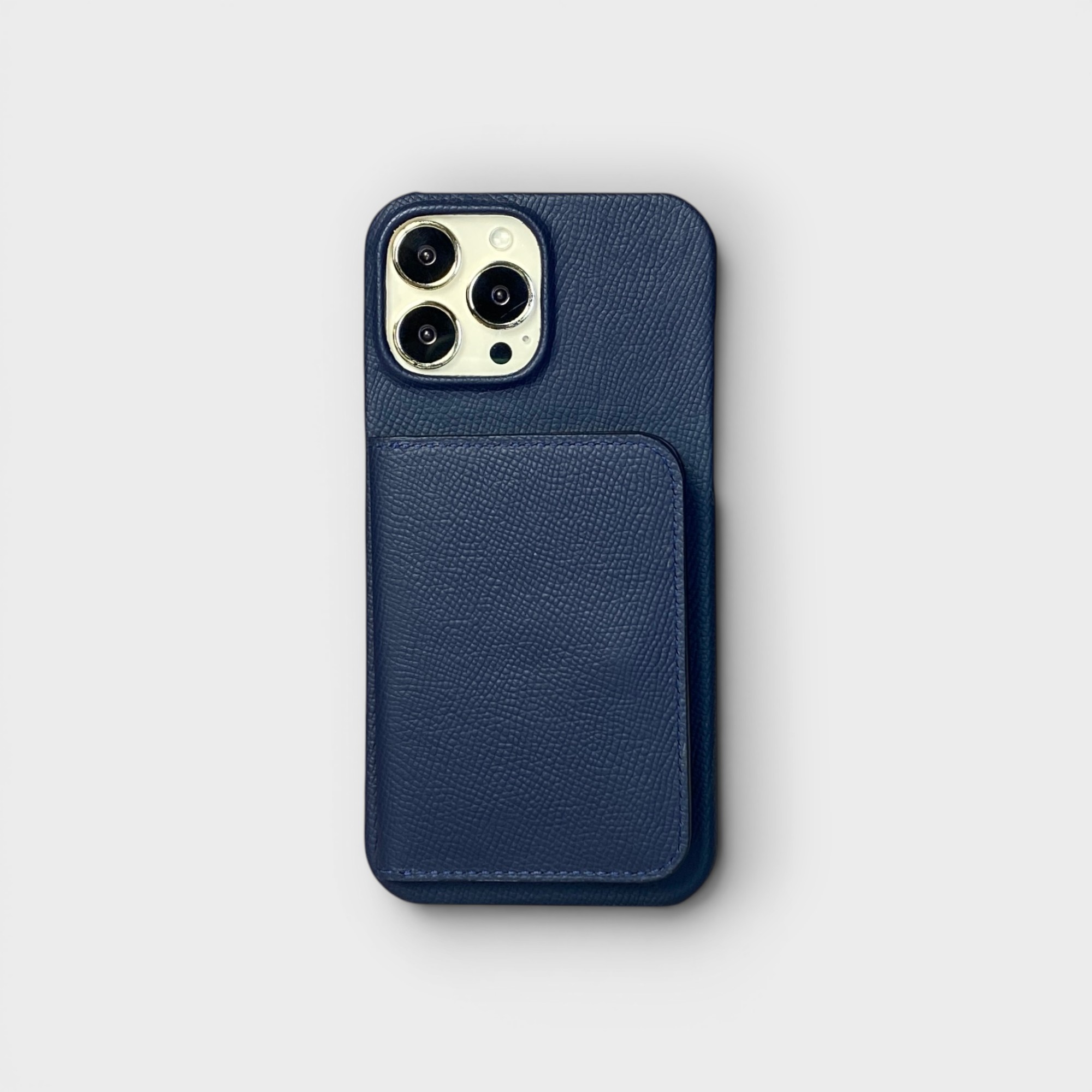 LS0590 - Ốp da thủ công viền full da ví Mini - Epsom - E3 Xanh navy - 13 Promax
