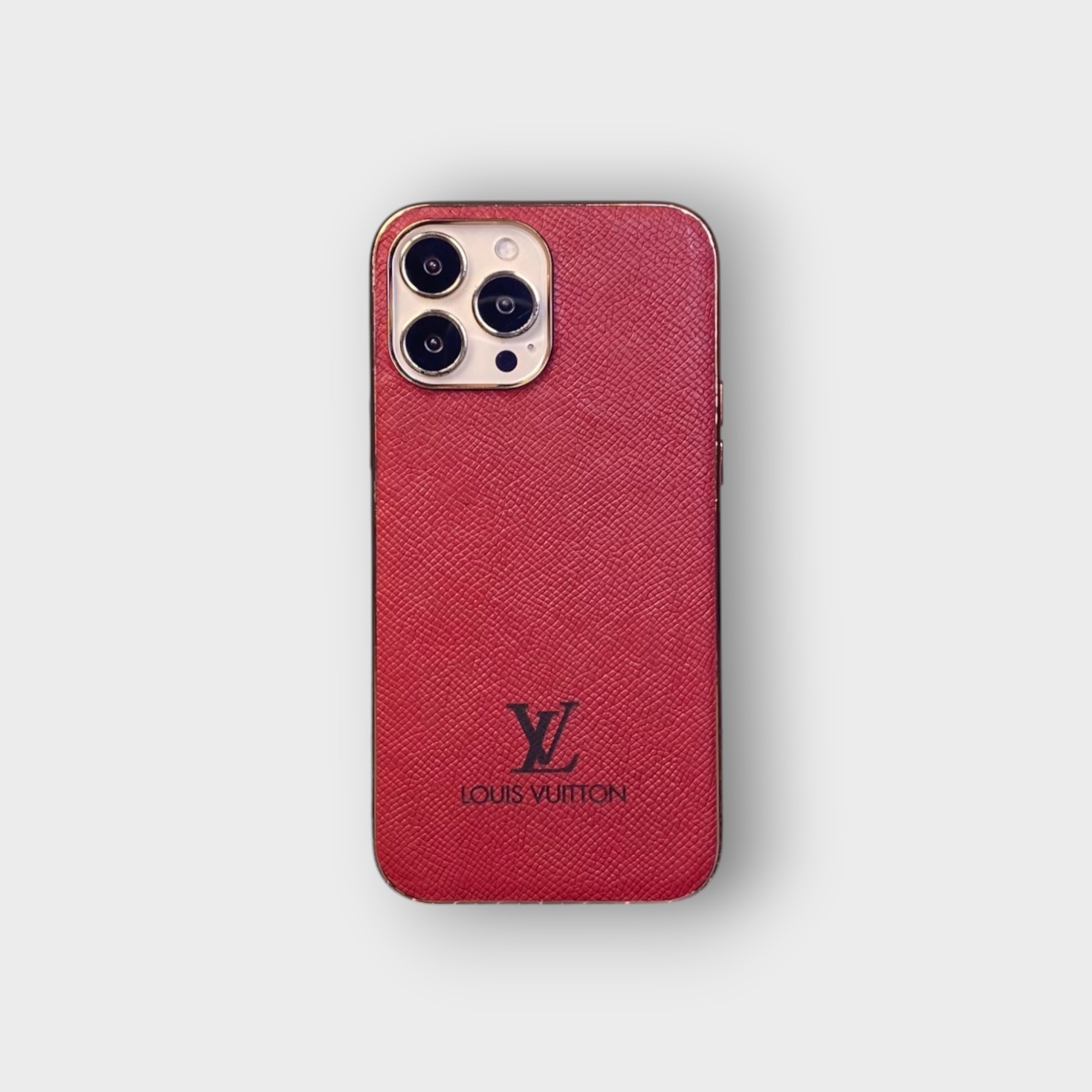 LS0601 - Ốp da thủ công viền gold khắc LV - Epsom - E9 Đỏ đô - 13 Promax