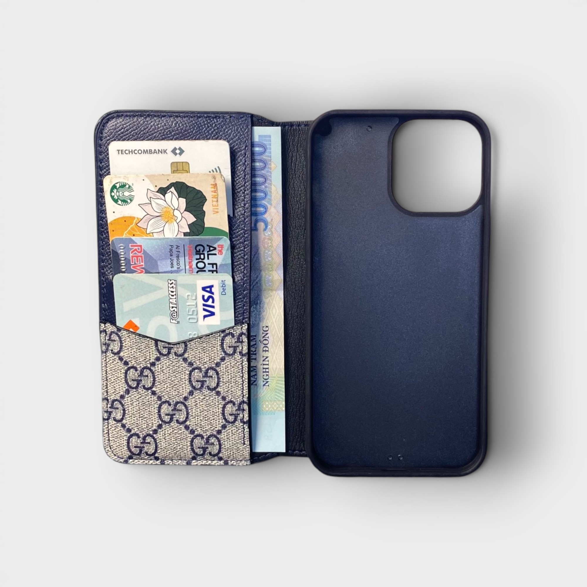 LS0608 - Bao da thủ công viền đen Flip - Gucci - Gucci Xanh - 13 Promax