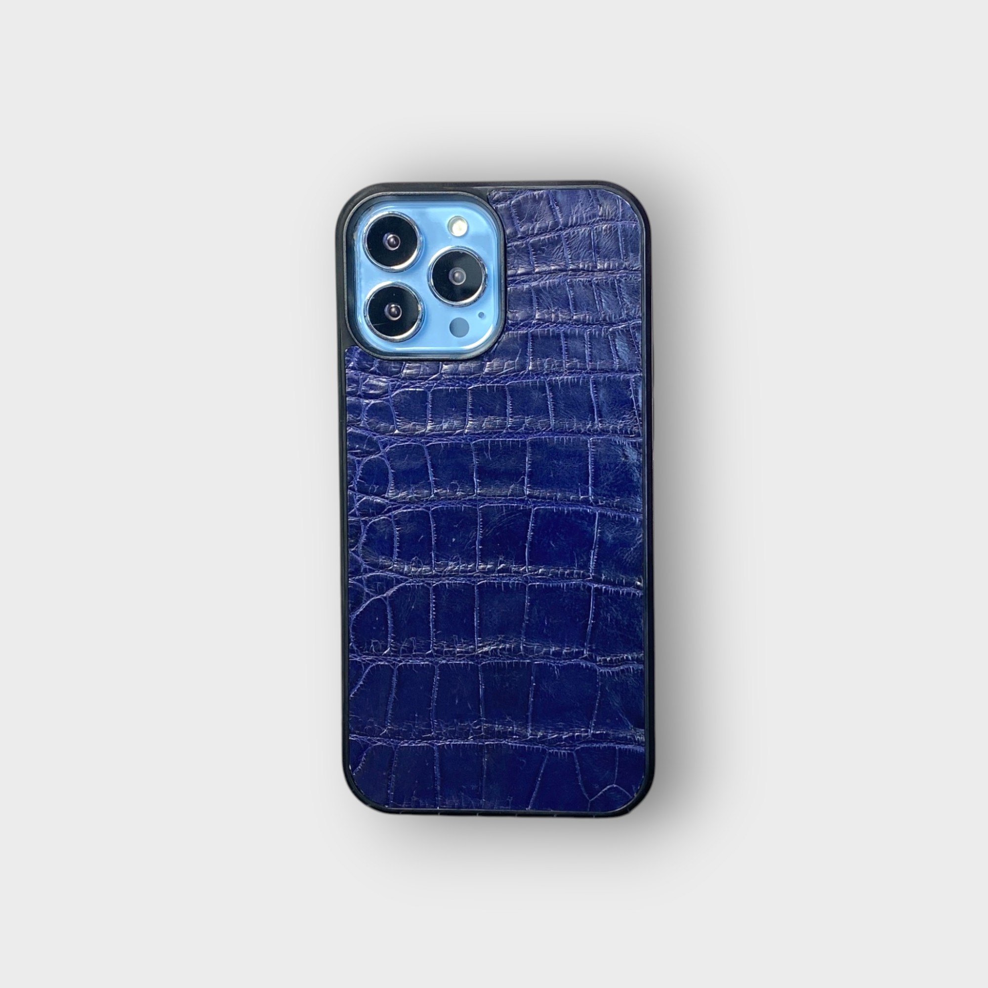 LS0634 - Ốp da thủ công viền đen - Cá sấu - CS2 Xanh navy - 13 Promax