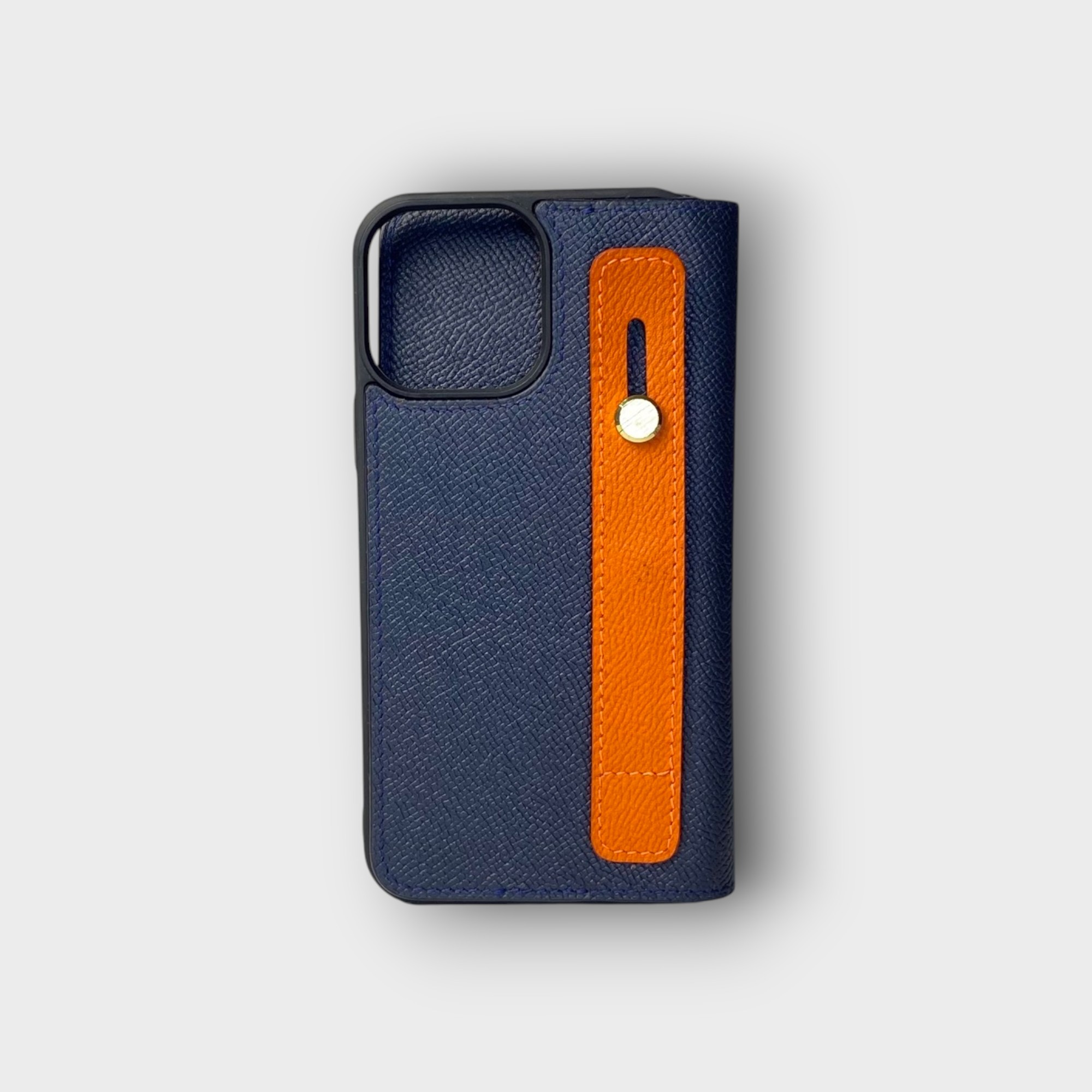 LS0642 - Bao da thủ công viền đen Flip kèm handstrap mix màu - Epsom - E3 Xanh navy - 13 Promax