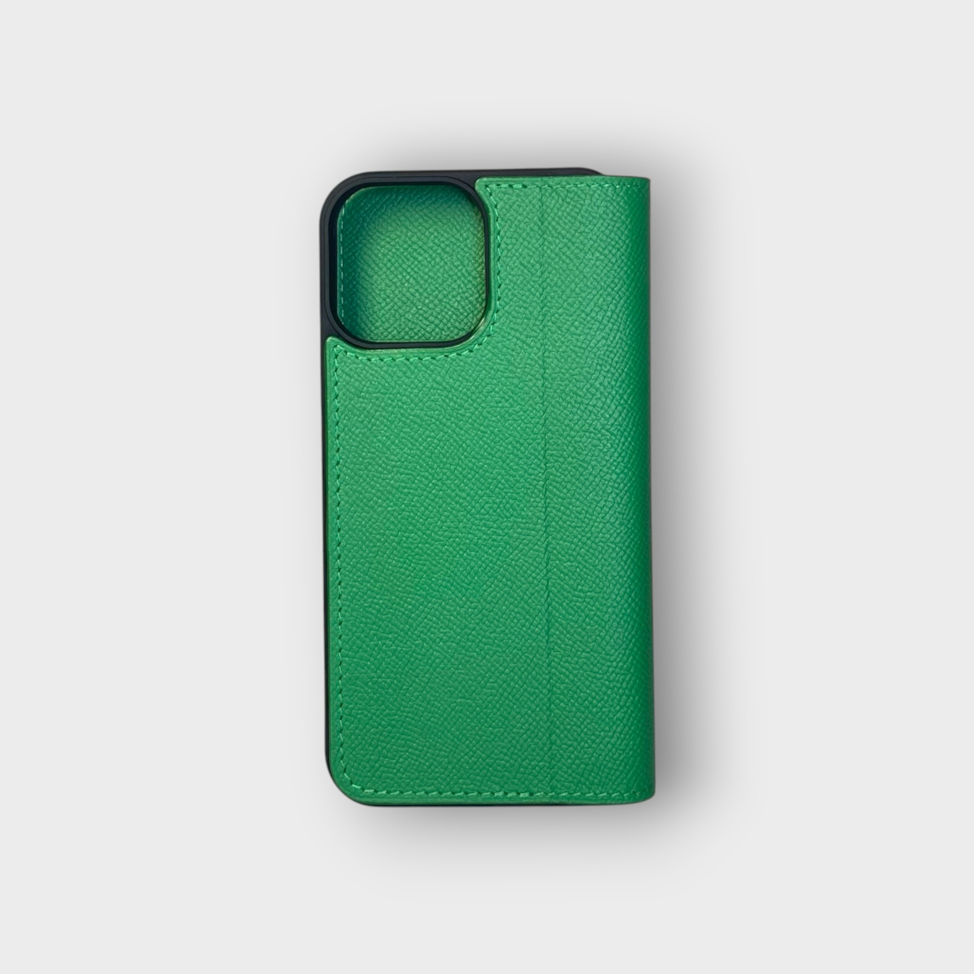 LS0643 - Bao da thủ công viền đen Flip - Epsom - E7 Xanh lá - 13 Promax