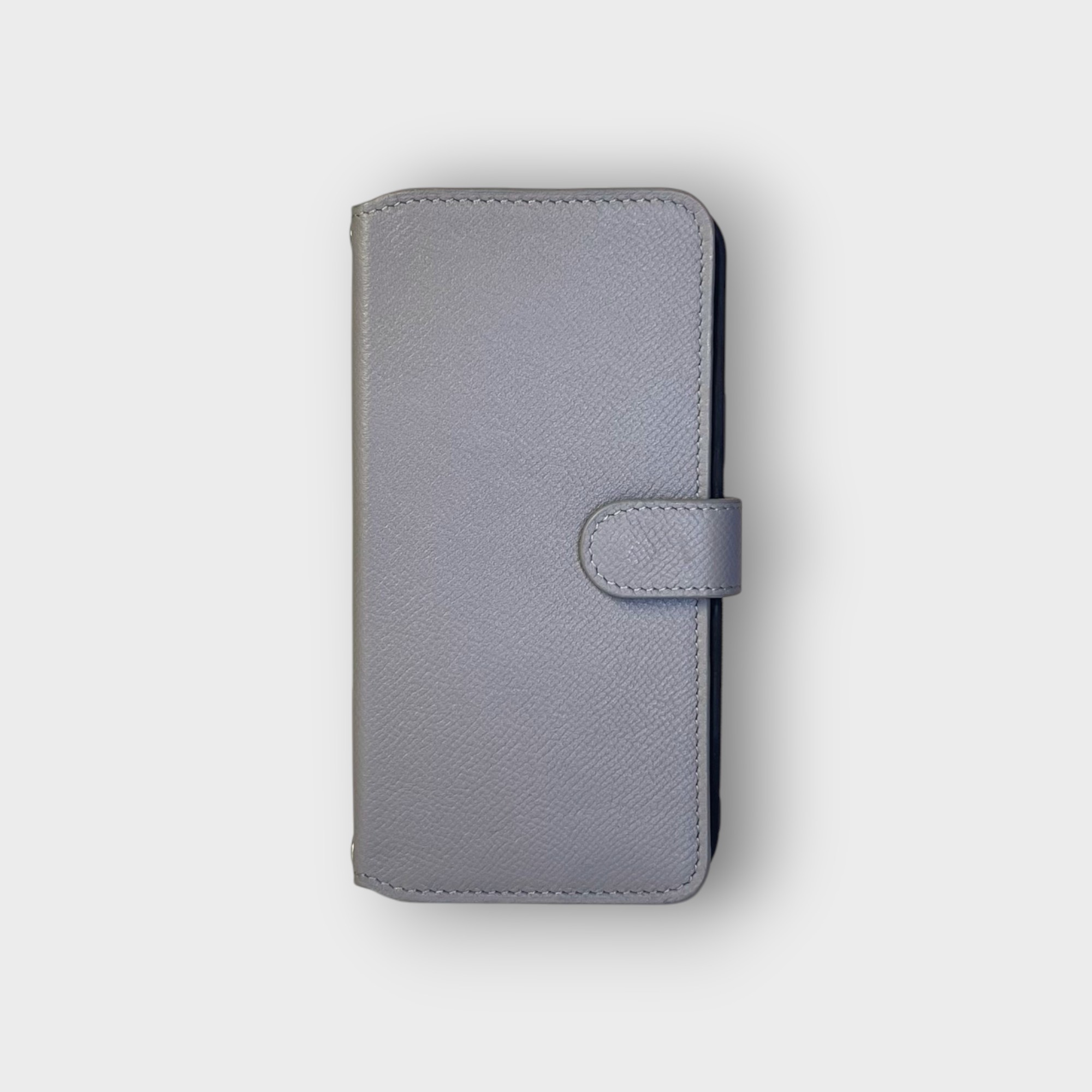 LS0645 - Bao da thủ công viền đen Flip quai cài kèm dây đeo - Epsom - E17 Xám - 13 Promax