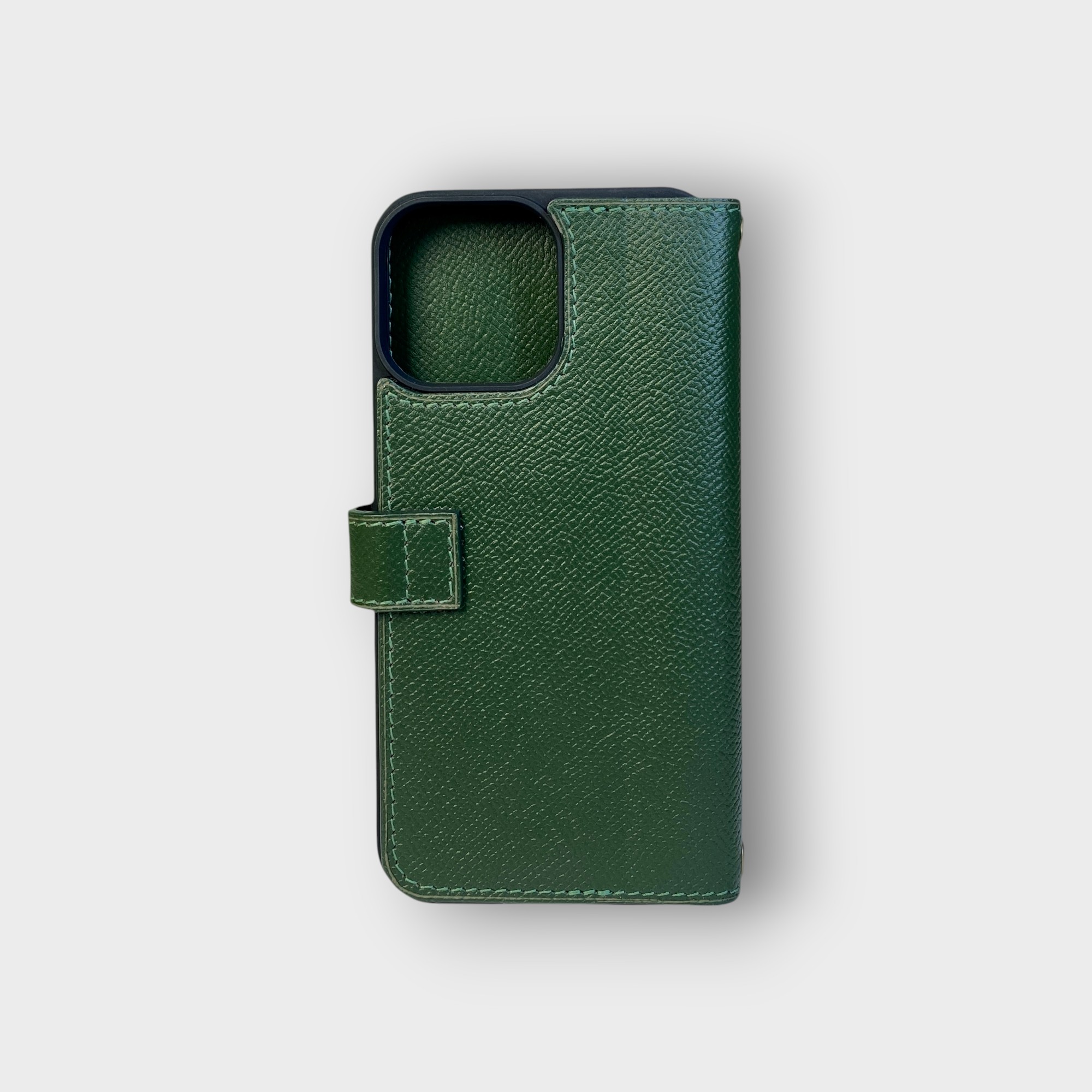 LS0646 - Bao da thủ công viền đen Flip quai cài kèm dây đeo - Epsom - E6 Xanh rêu - 13 Promax